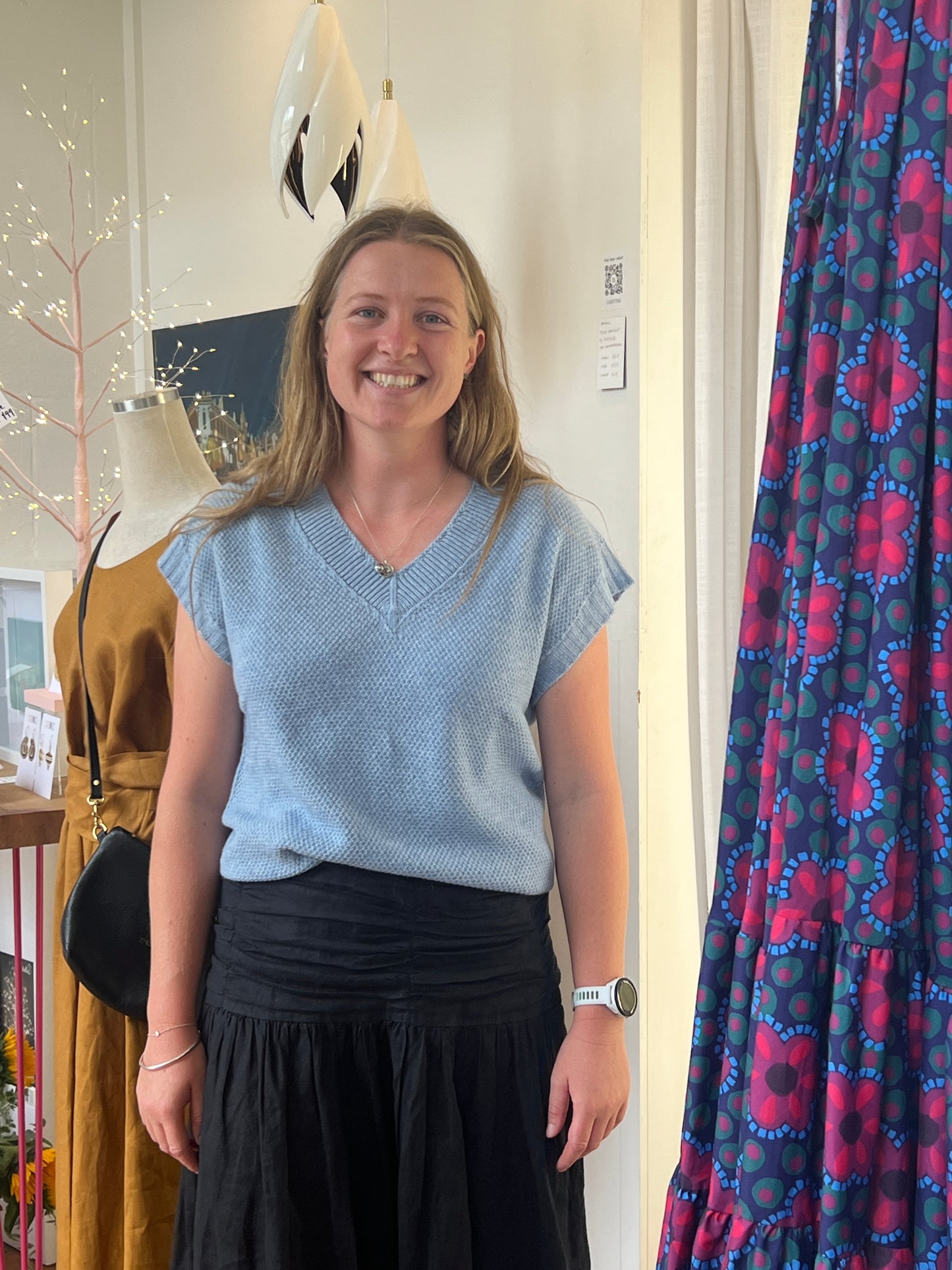 Evie Textured Merino/Cotton Vest - Mandarin