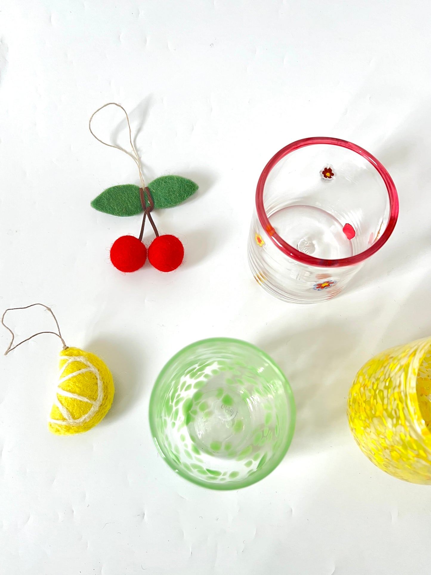 Lemon Slice Felted Wool hanging Ornament