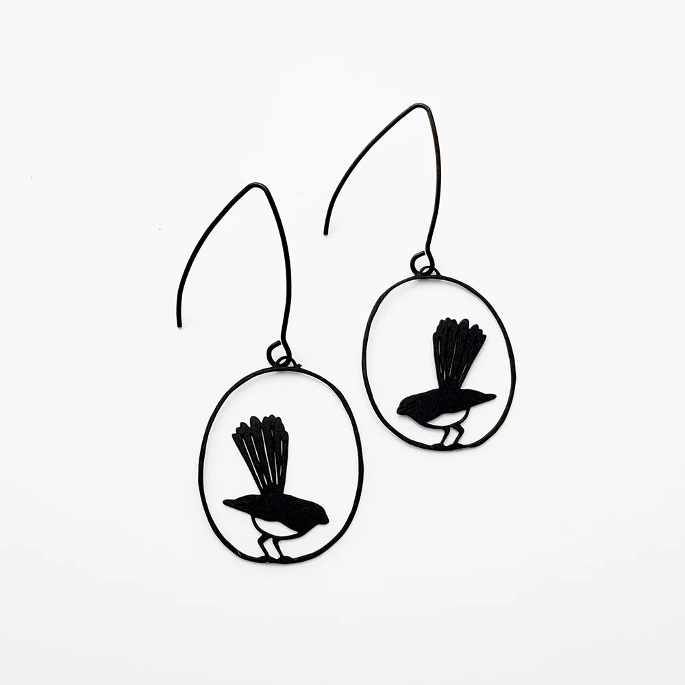 Willy Wagtail Earrings in Black