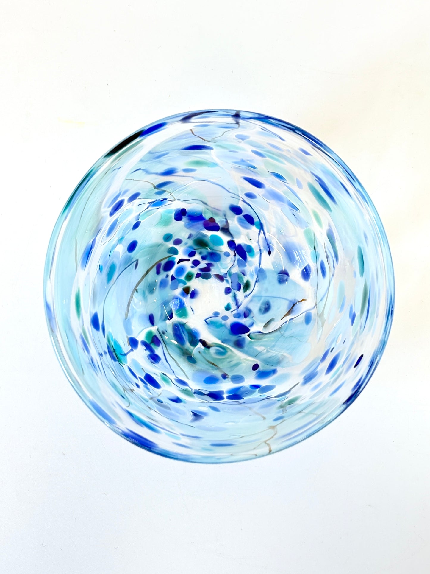 Handblown Glass Lolly Bowl - Blue Shard