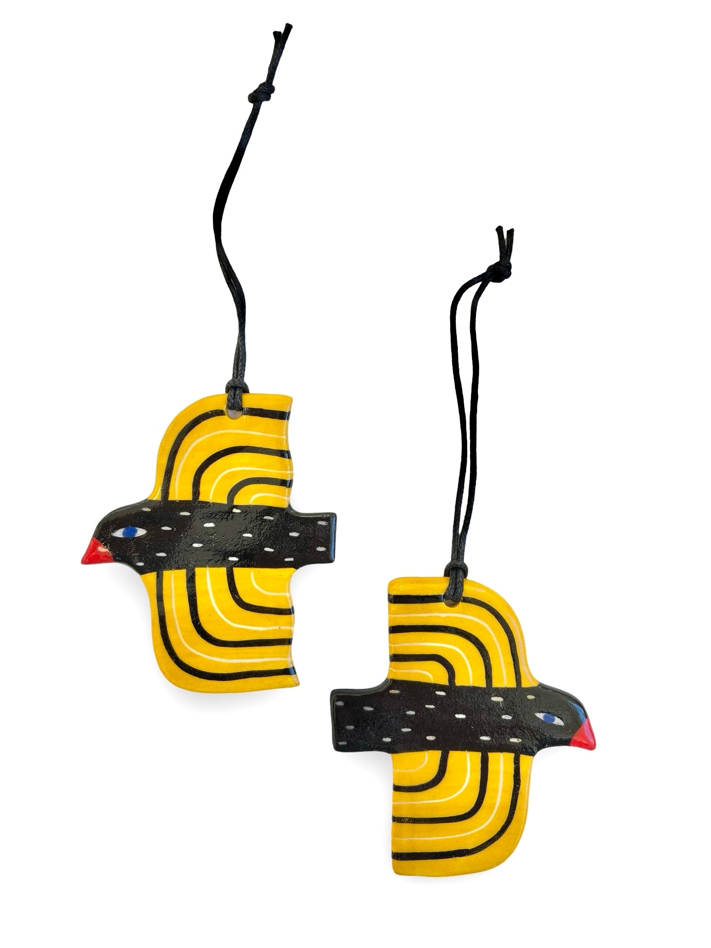 Black & Yellow Stripes Ceramic Bird Decoration by Studio Soph