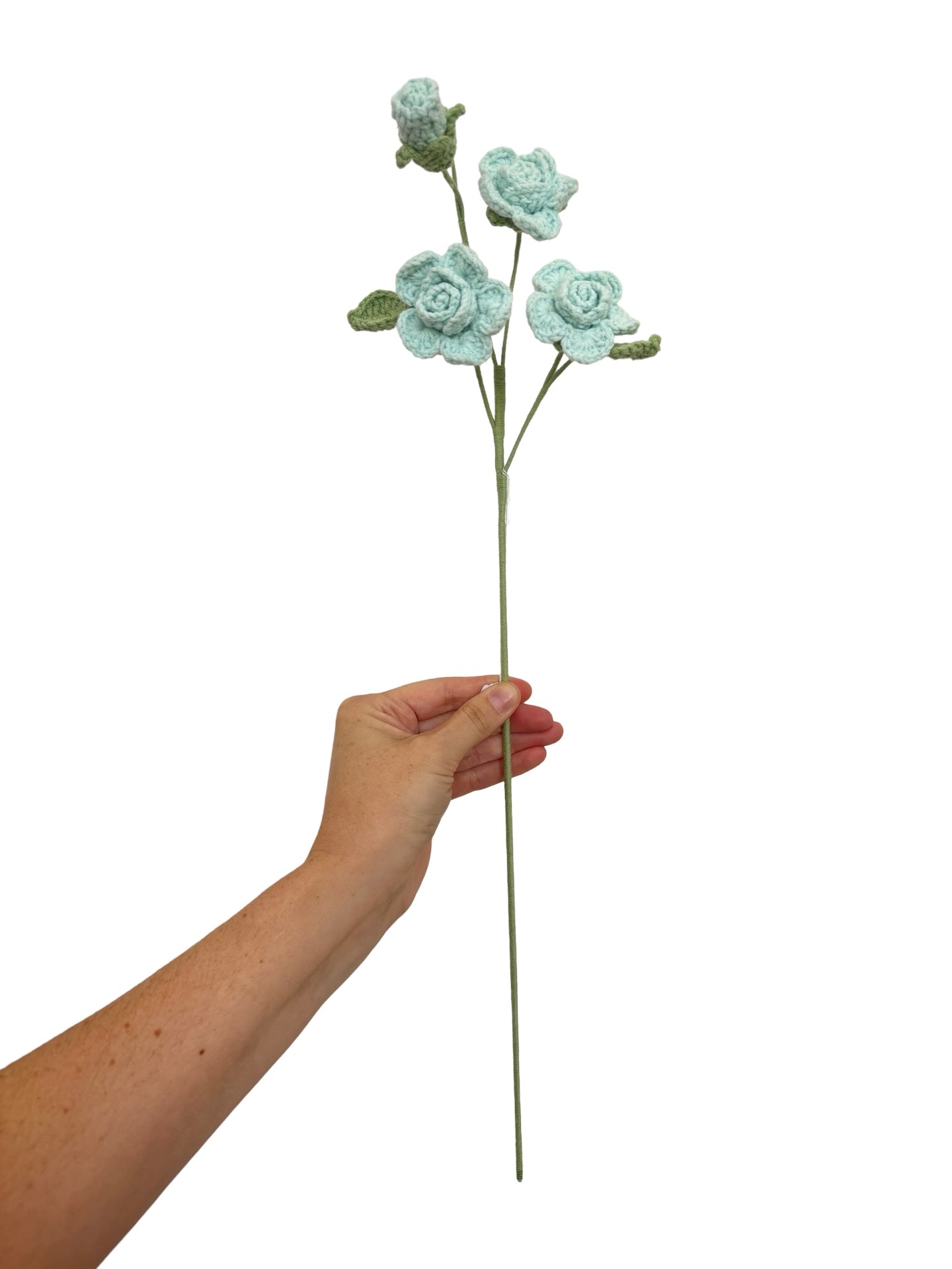Crocheted Babi Roses - Tiffany Blue