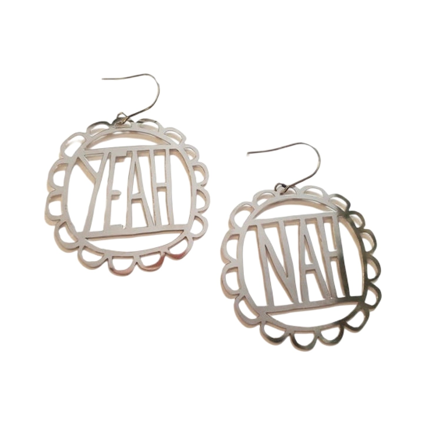 Yeah / Nah Earrings in Silver