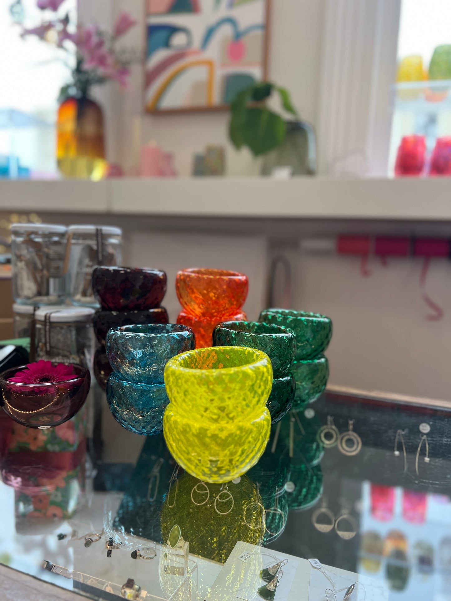 Textured Silvio Handblown Glass Mini "Fulvio" Bowl - Emerald