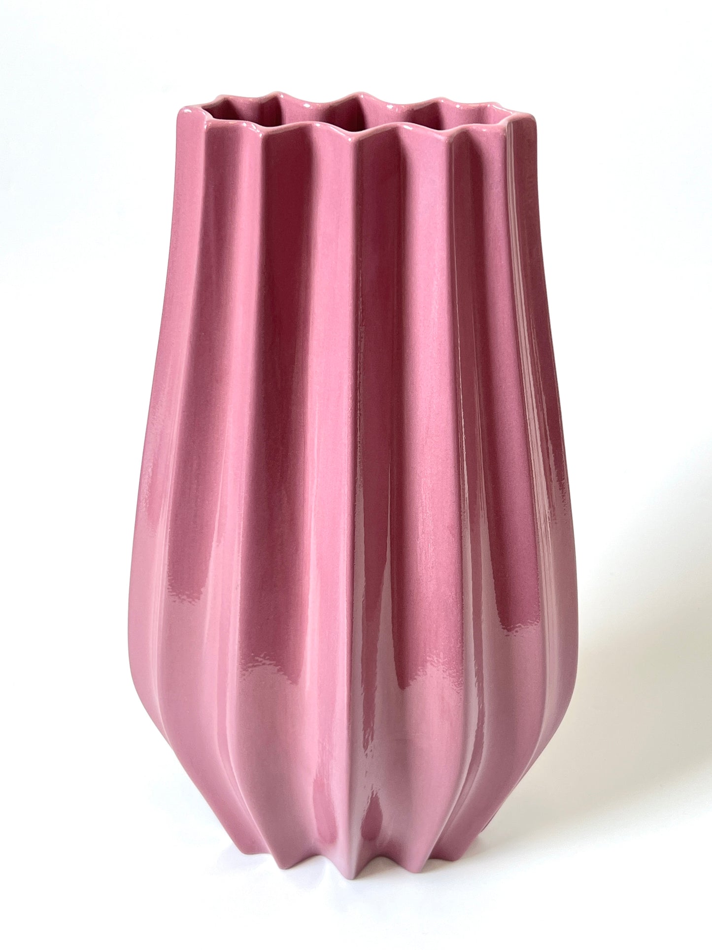 Fluted Vase - Glossy Sangria