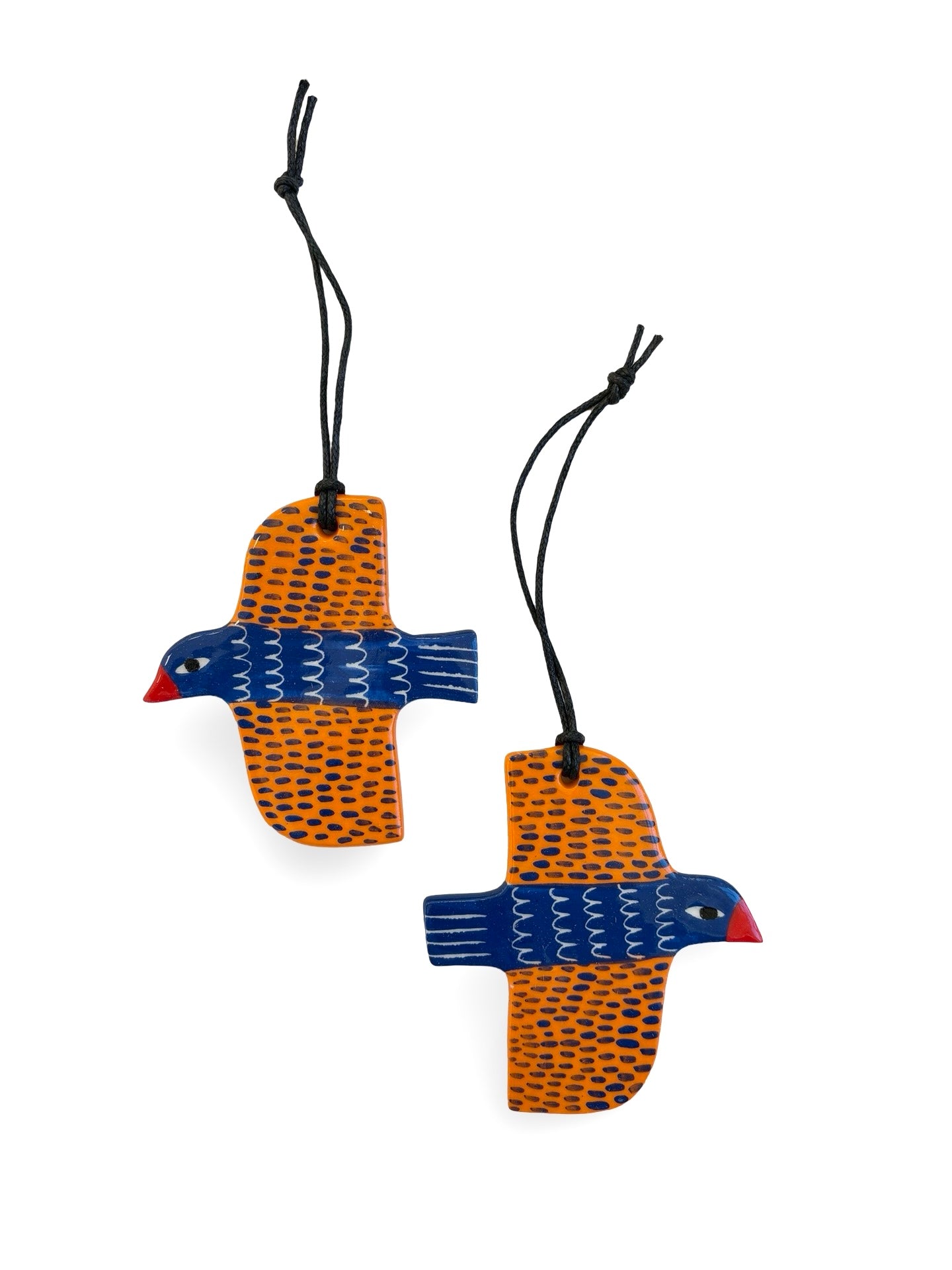Blue & Orange Dash Ceramic Bird Decoration by Studio Soph