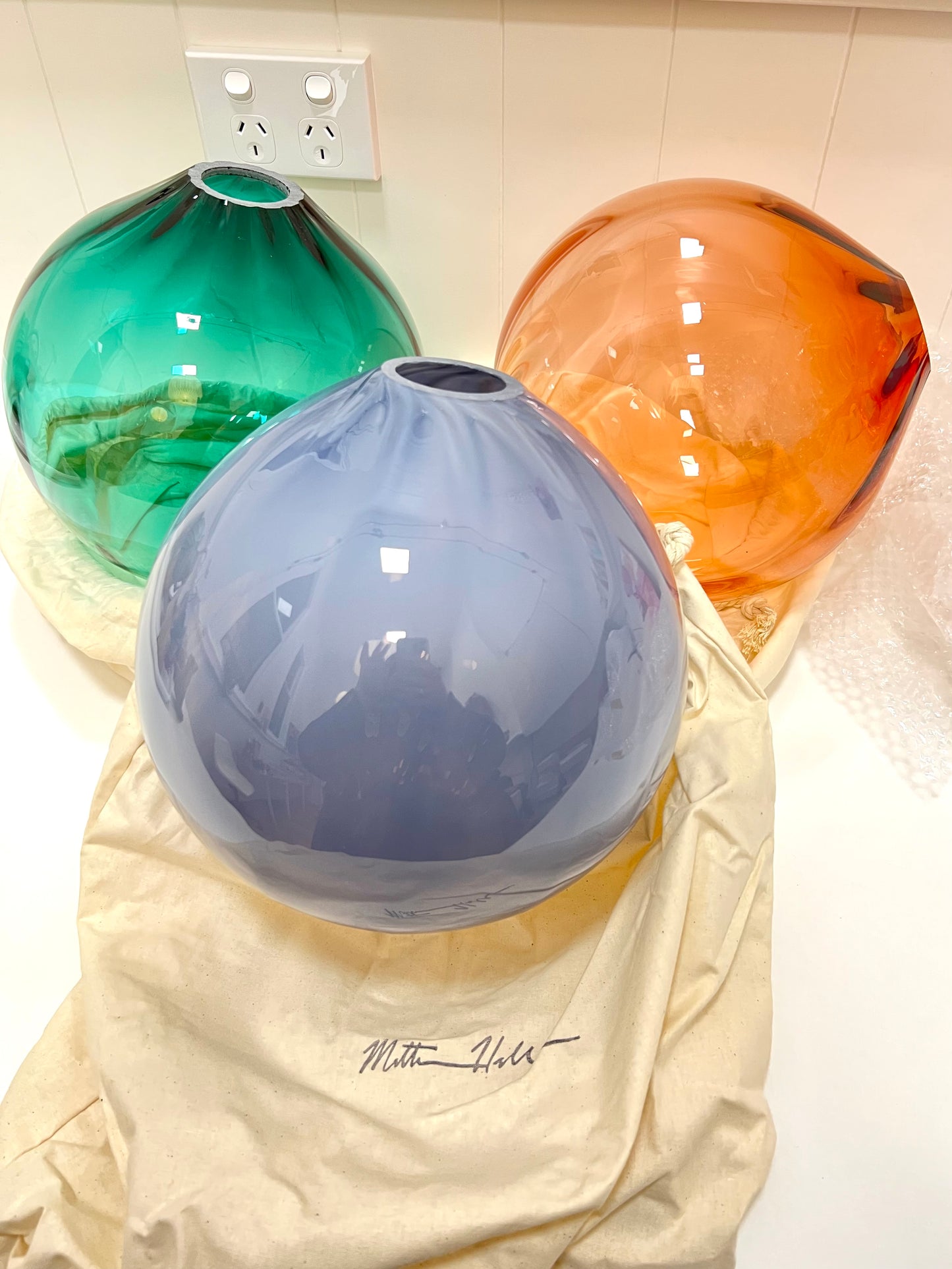 Handblown Glass 'Dodici' pendant light - Apricot - made to order
