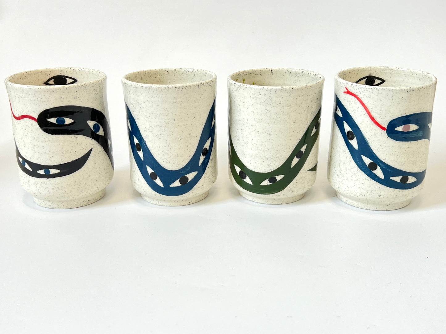 Ceramic Cup by Studio Soph - "Snake Love Eyes" in Blue