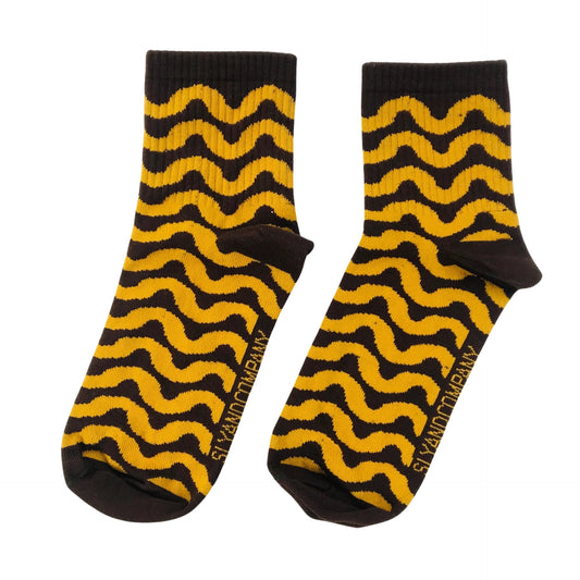 Cotton Ankle Socks - Brown & Yellow