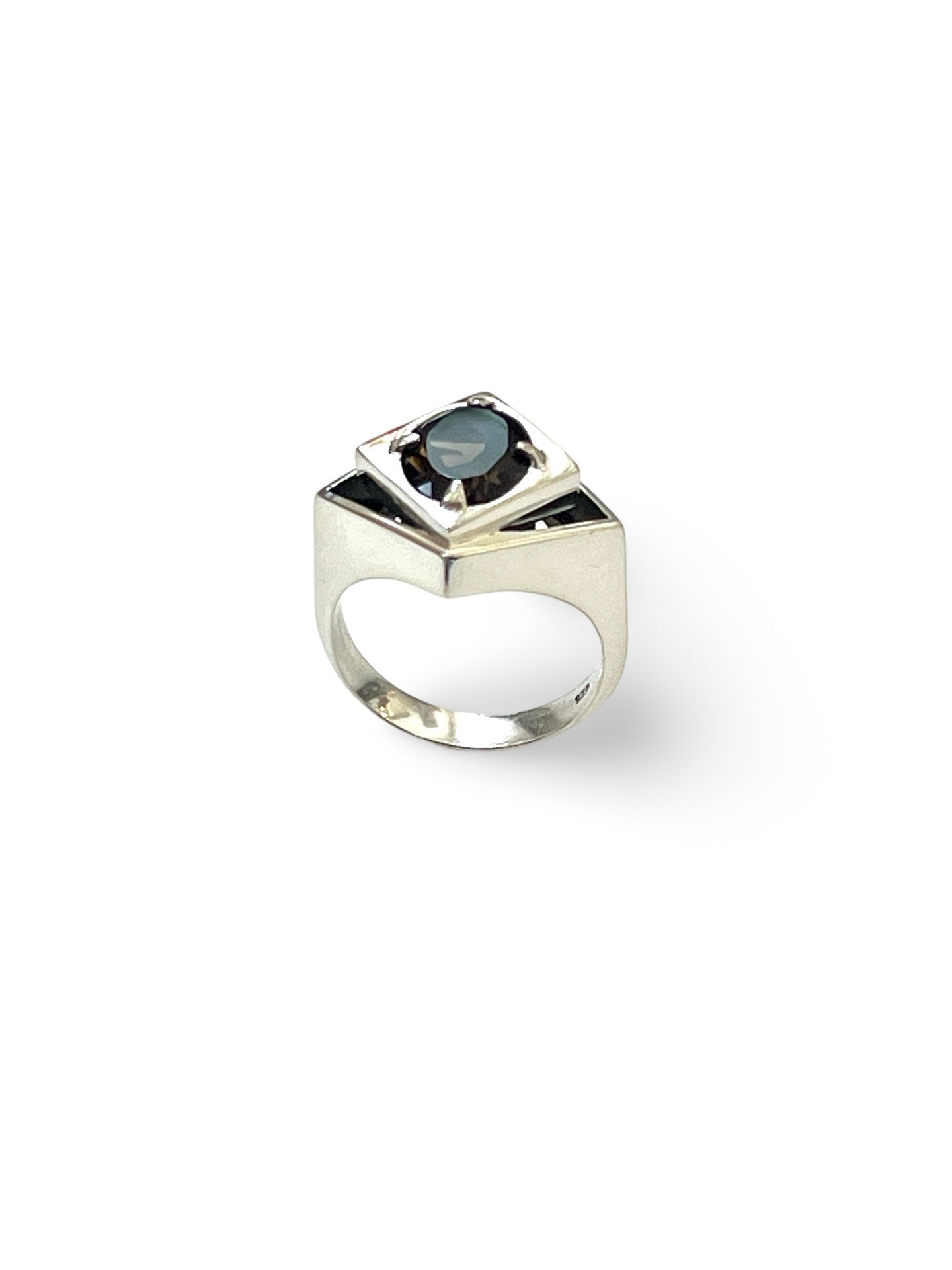 Diamond Void Cocktail Ring with Smoky Quartz, Size P 1/2