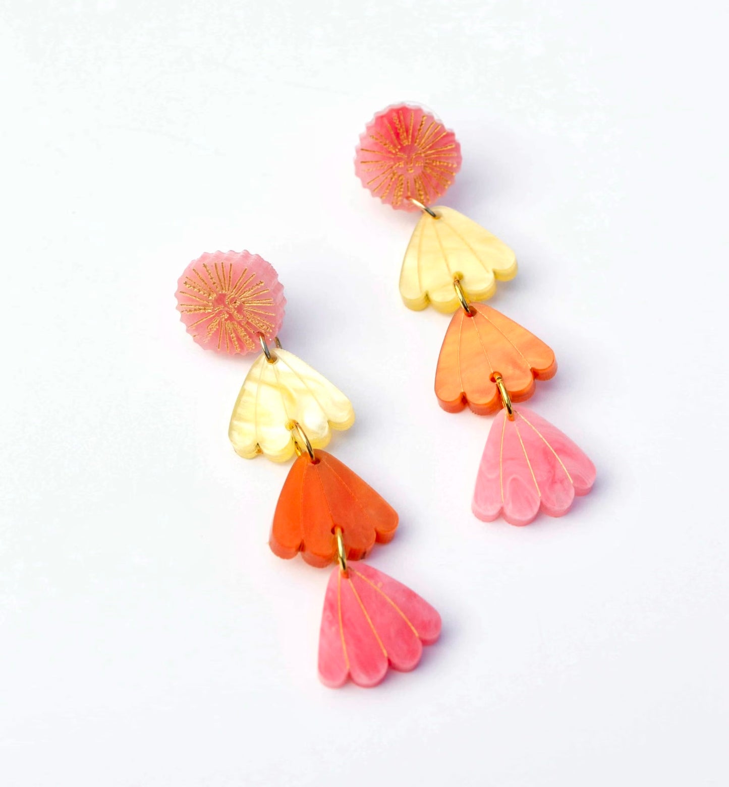 Sunbeam Earrings - Coral