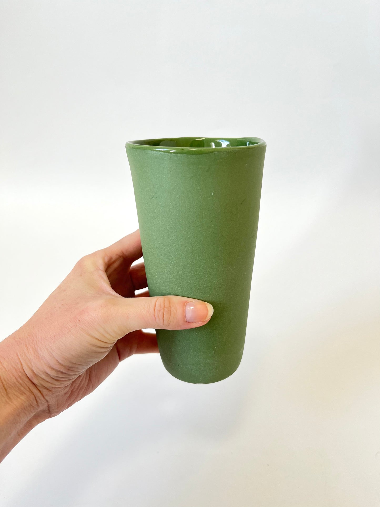 Olive Vessel - One of a Kind Ceramic - Tall 8 x 15cm