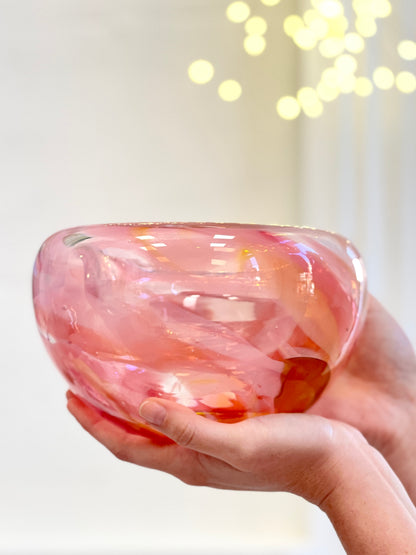 Large Handblown Glass "Fulvio" Bowl - Pink Marble