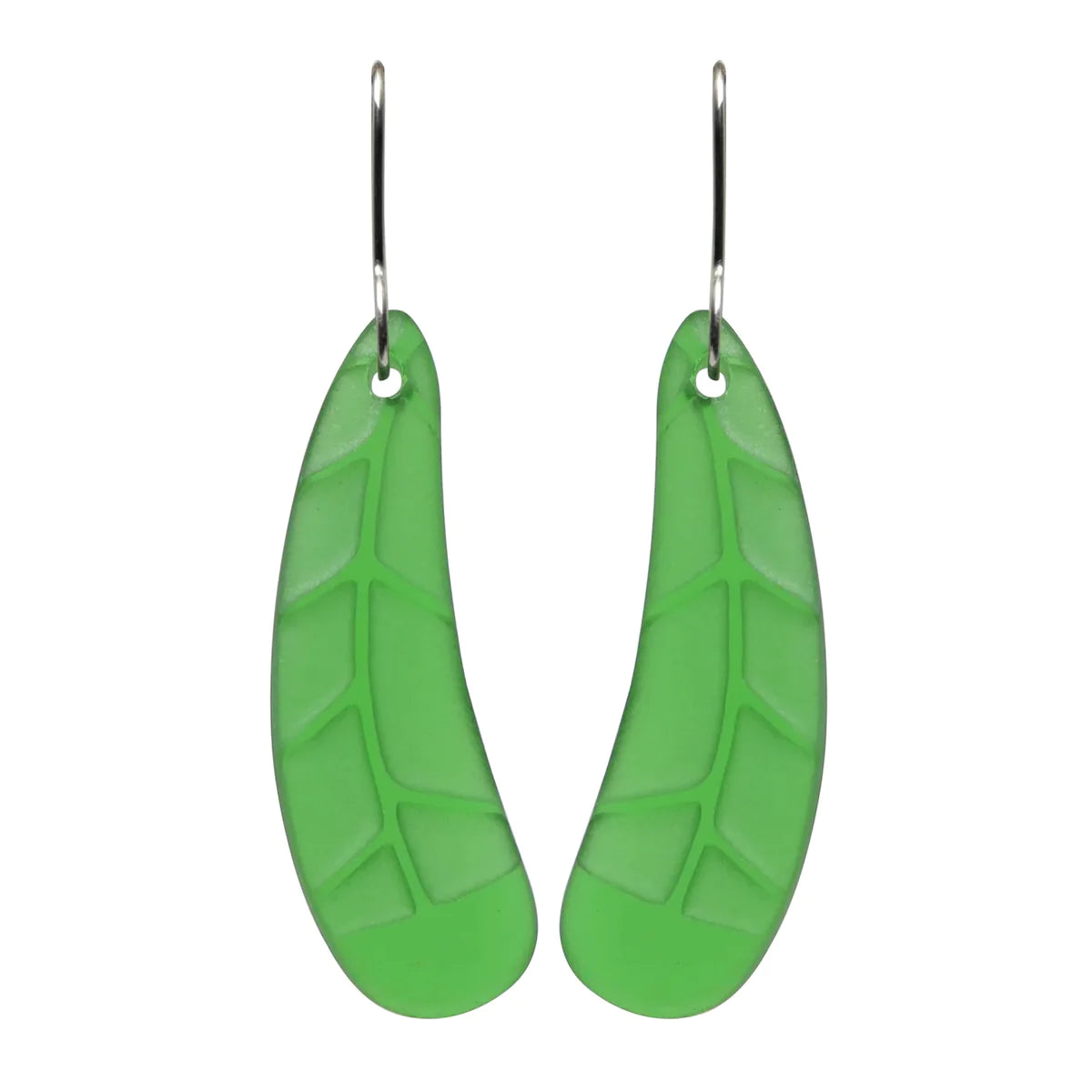 Huia Feather Earrings - Green Glass