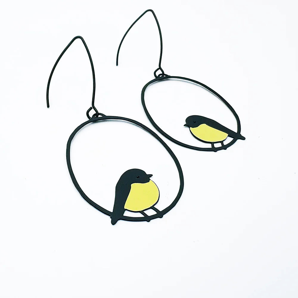 Midi Robin Earrings in Yellow & Black