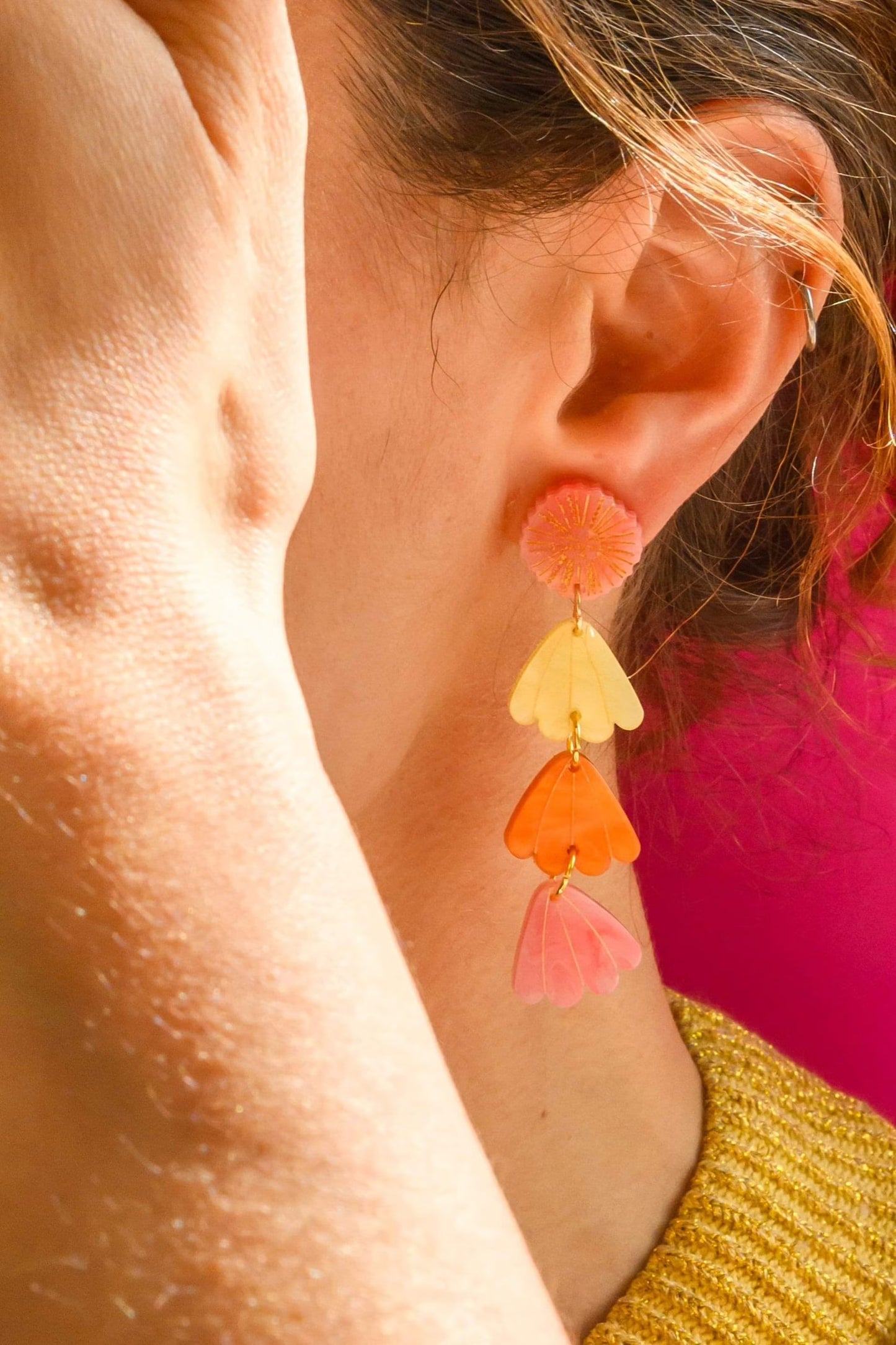 Sunbeam Earrings - Coral