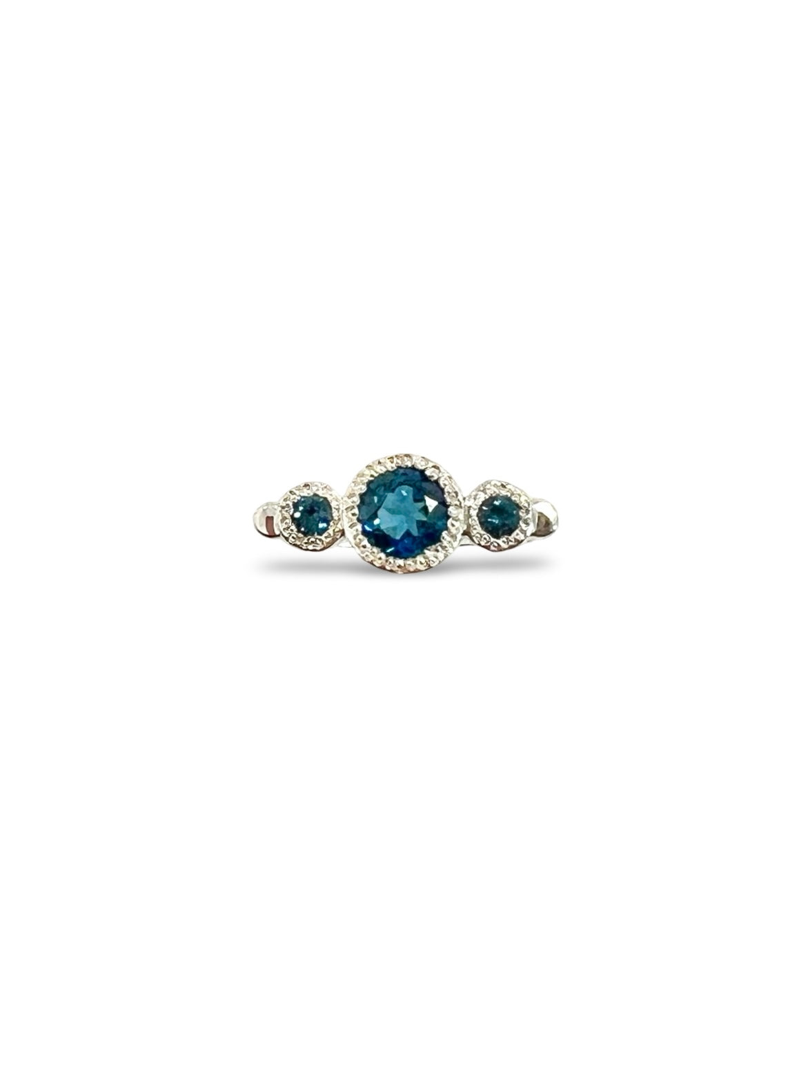 Flock Ring, Sterling Silver & London Blue Topaz: Size R