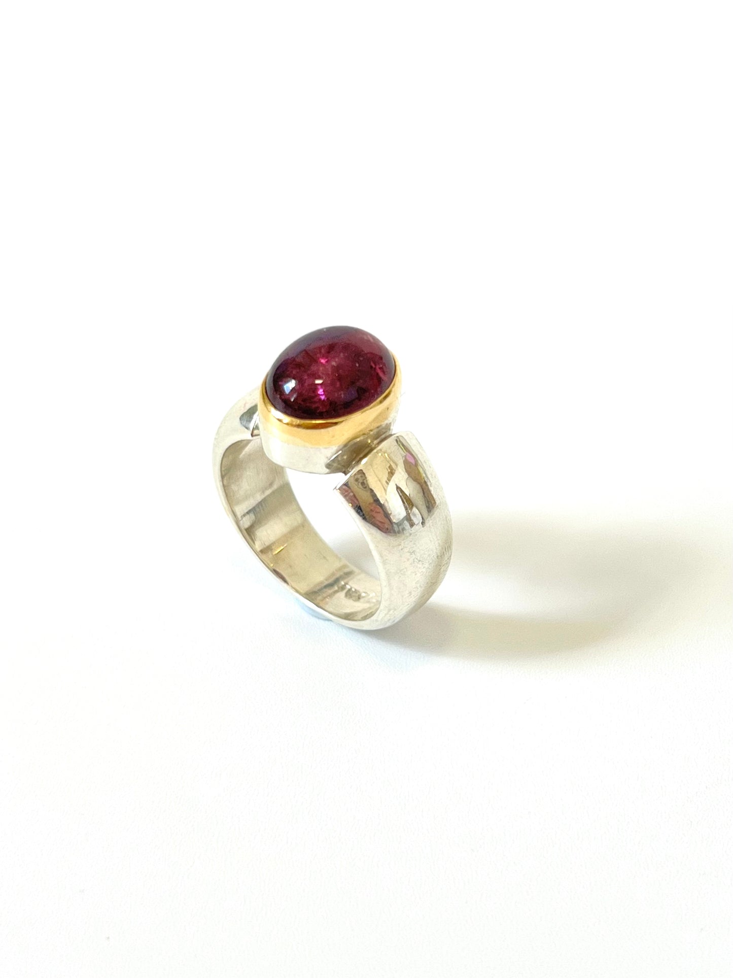 Cabochon Tourmaline in Yellow & Sterling Silver (CI-008)