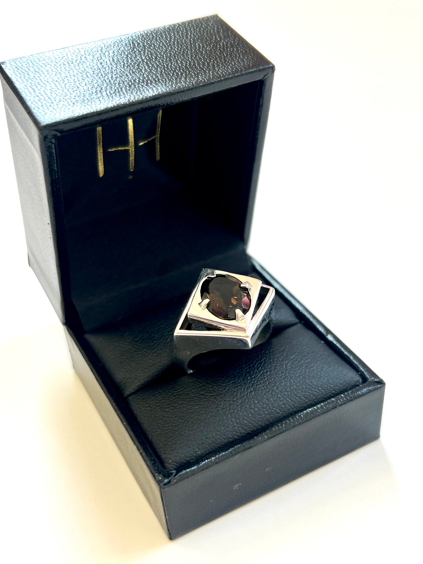 Diamond Void Cocktail Ring with Smoky Quartz, Size P 1/2