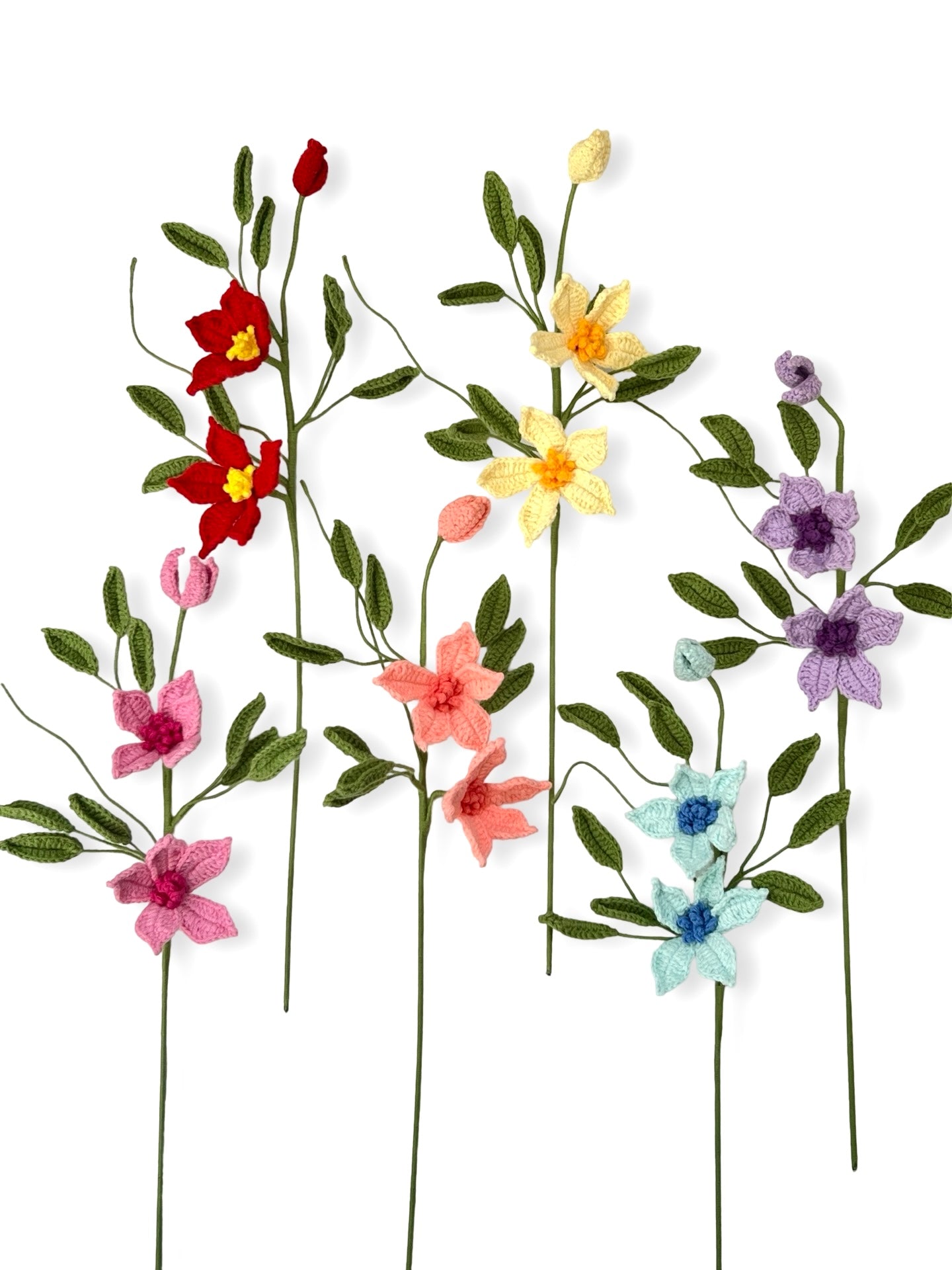 Crocheted Clematis - Light & Coral Pink