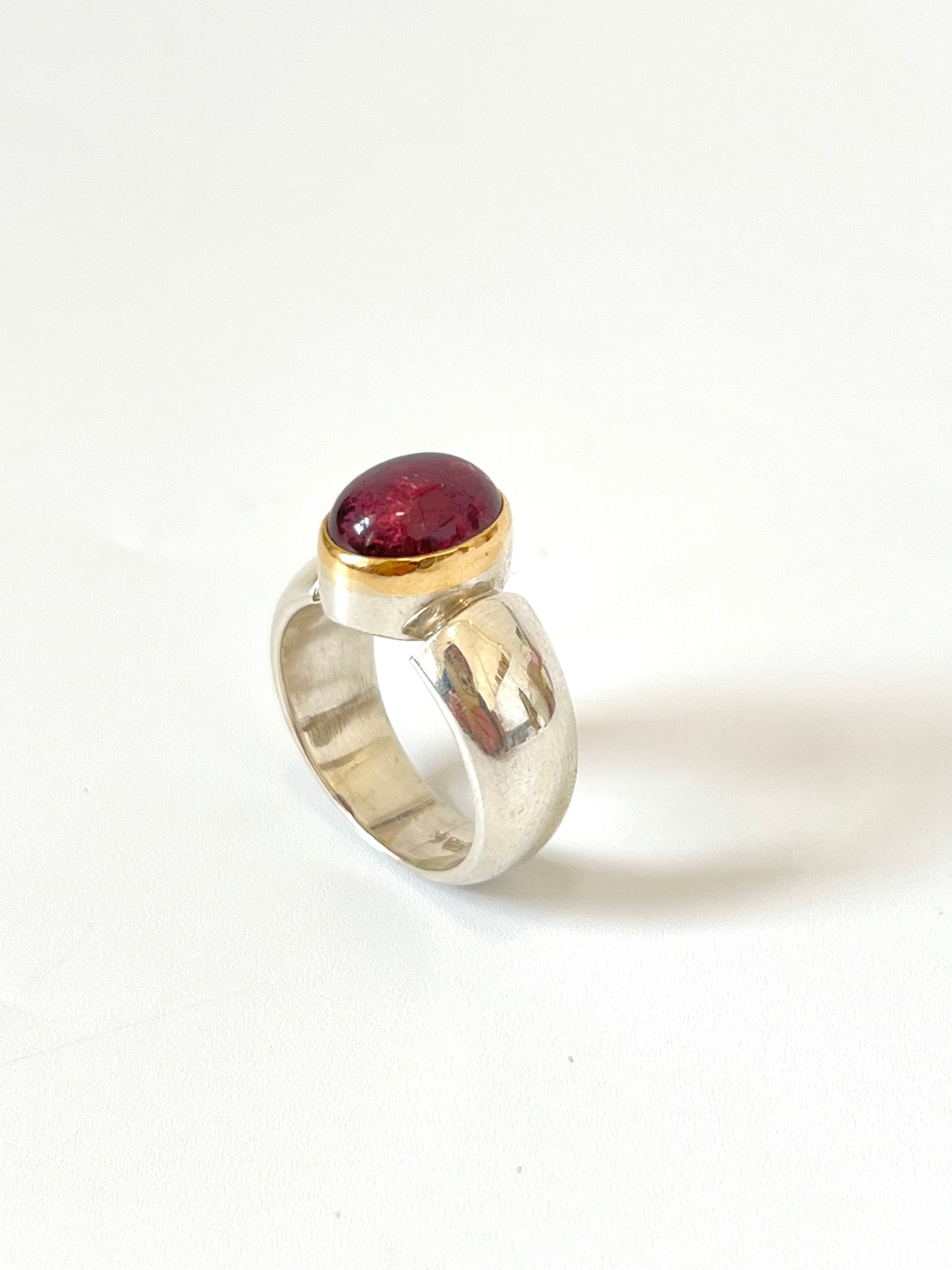 Cabochon Tourmaline in Yellow & Sterling Silver (CI-008)