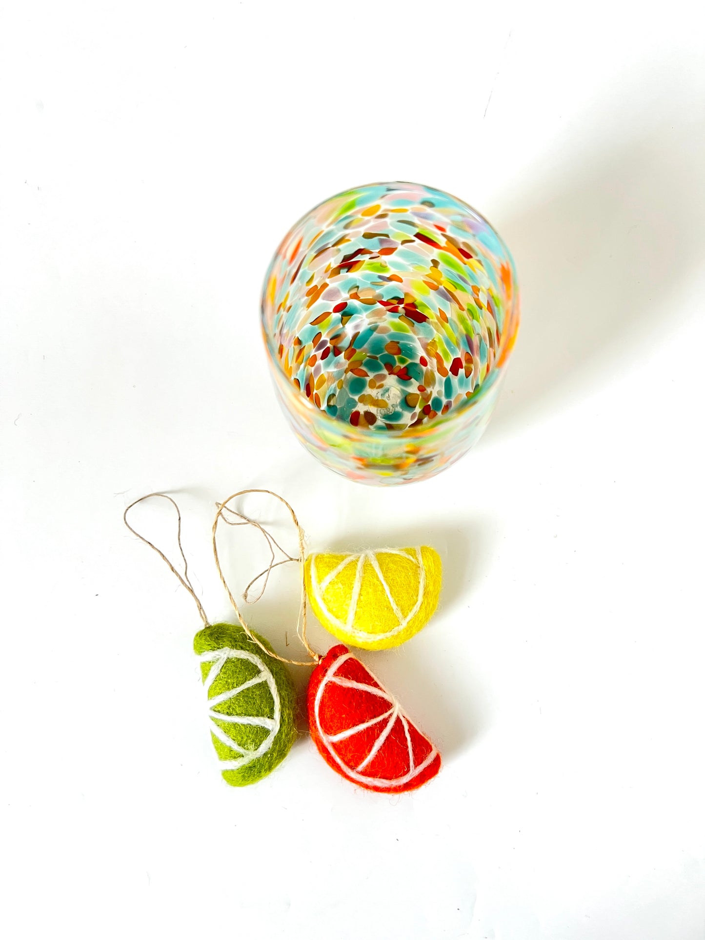 Lemon Slice Felted Wool hanging Ornament