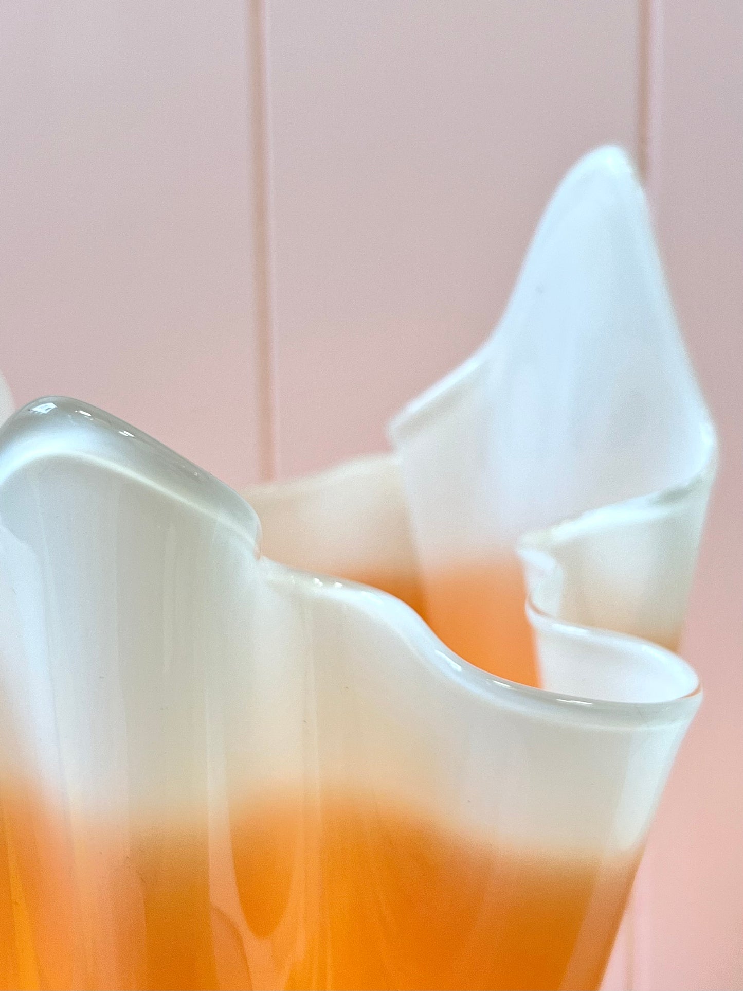 Handblown Glass Fazzoletto Bowl - Orange / White