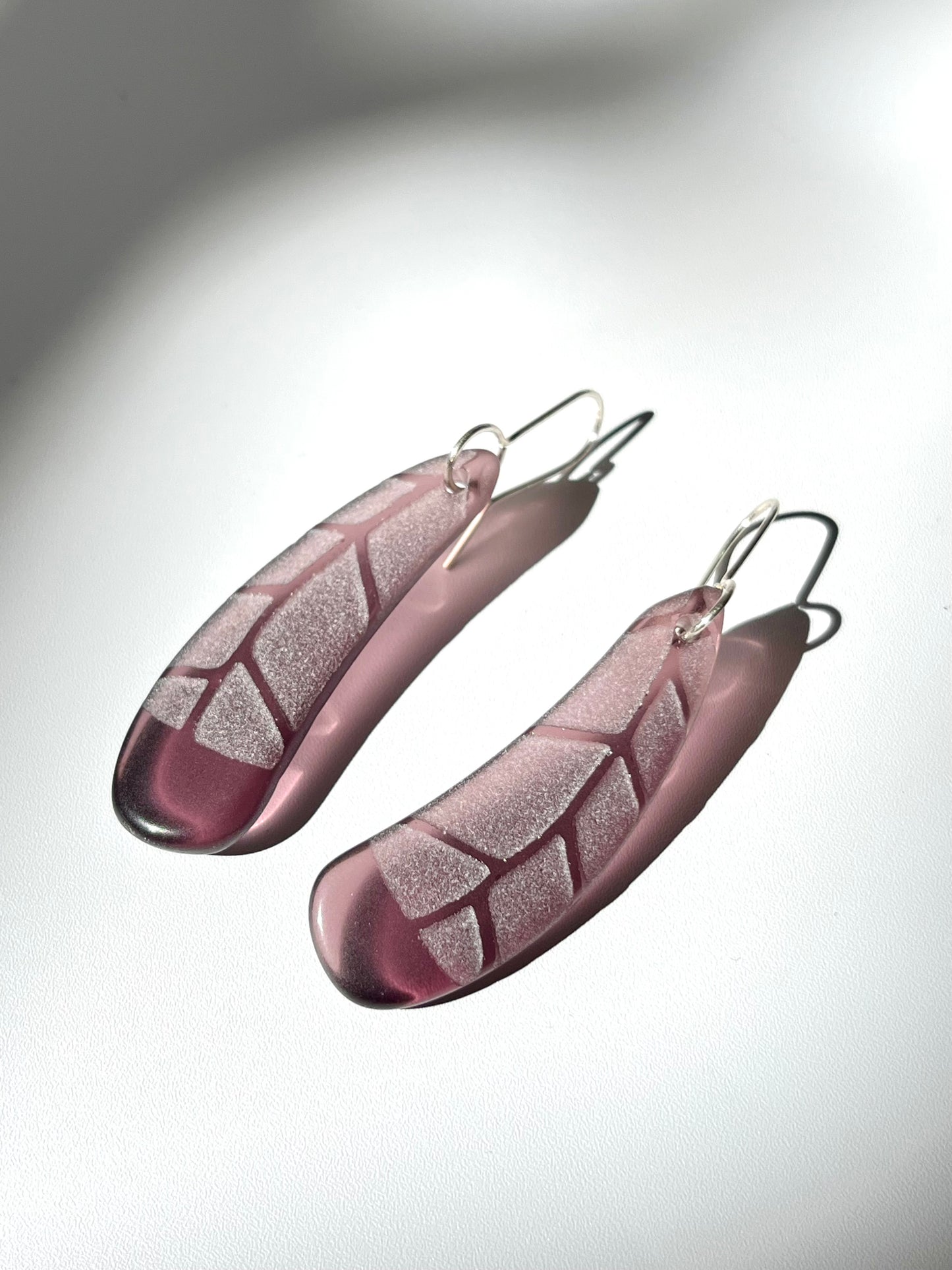 Huia Feather Earrings - Purple Glass