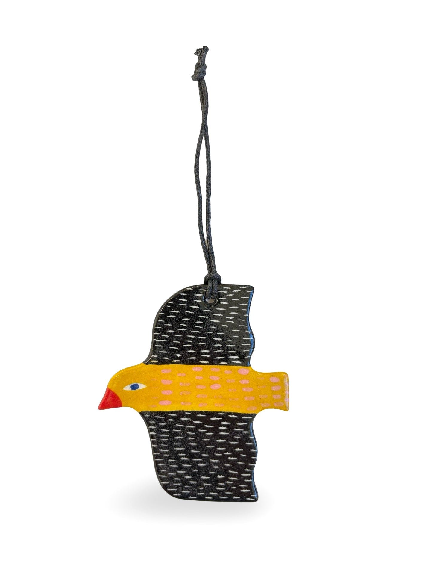 Yellow & Black Dash Ceramic Bird Decoration by Studio Soph
