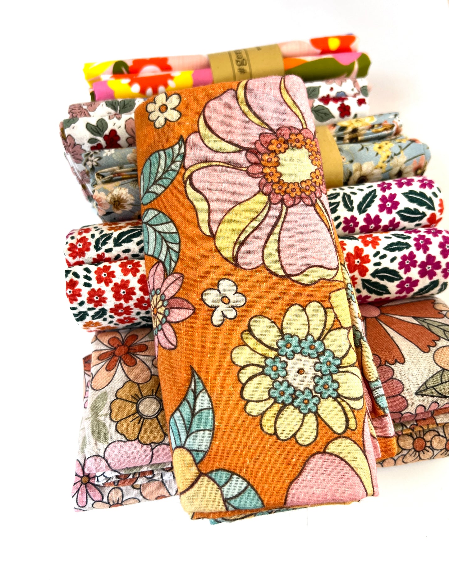 Pretty Floral Pillowcases - Orange Retro