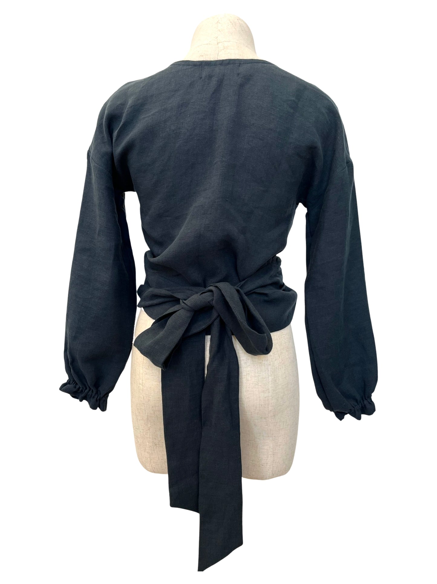 "Renee" Wrap Top - Petrol Linen