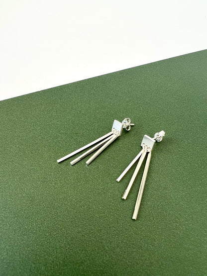 Square on Stud Earrings with Dangle Rods (#24)