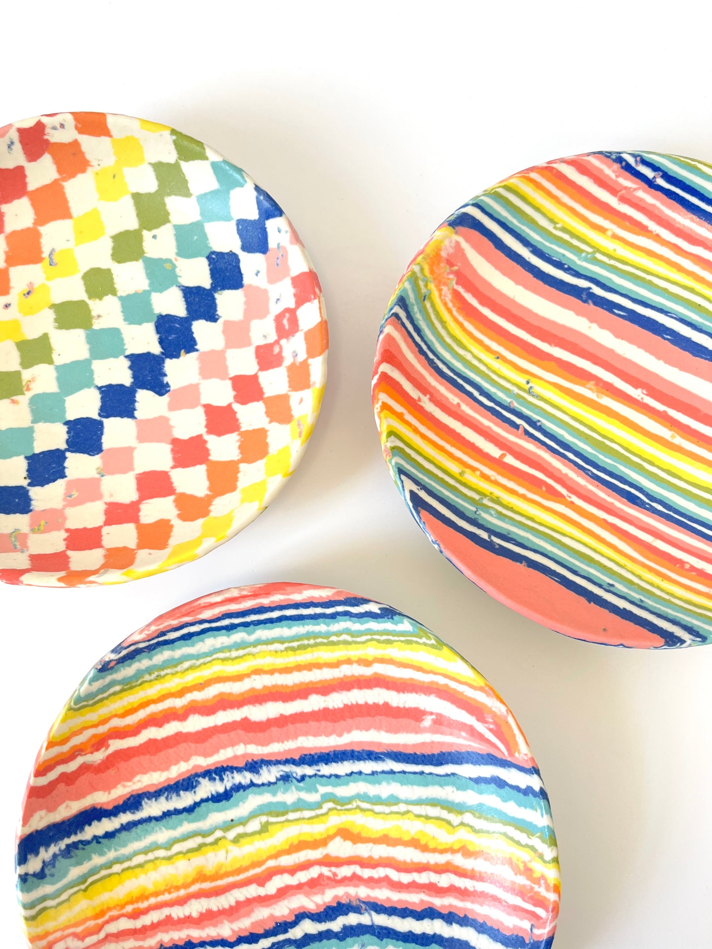 Ceramic Nerikomi Statement Dish - Rainbow Stripes