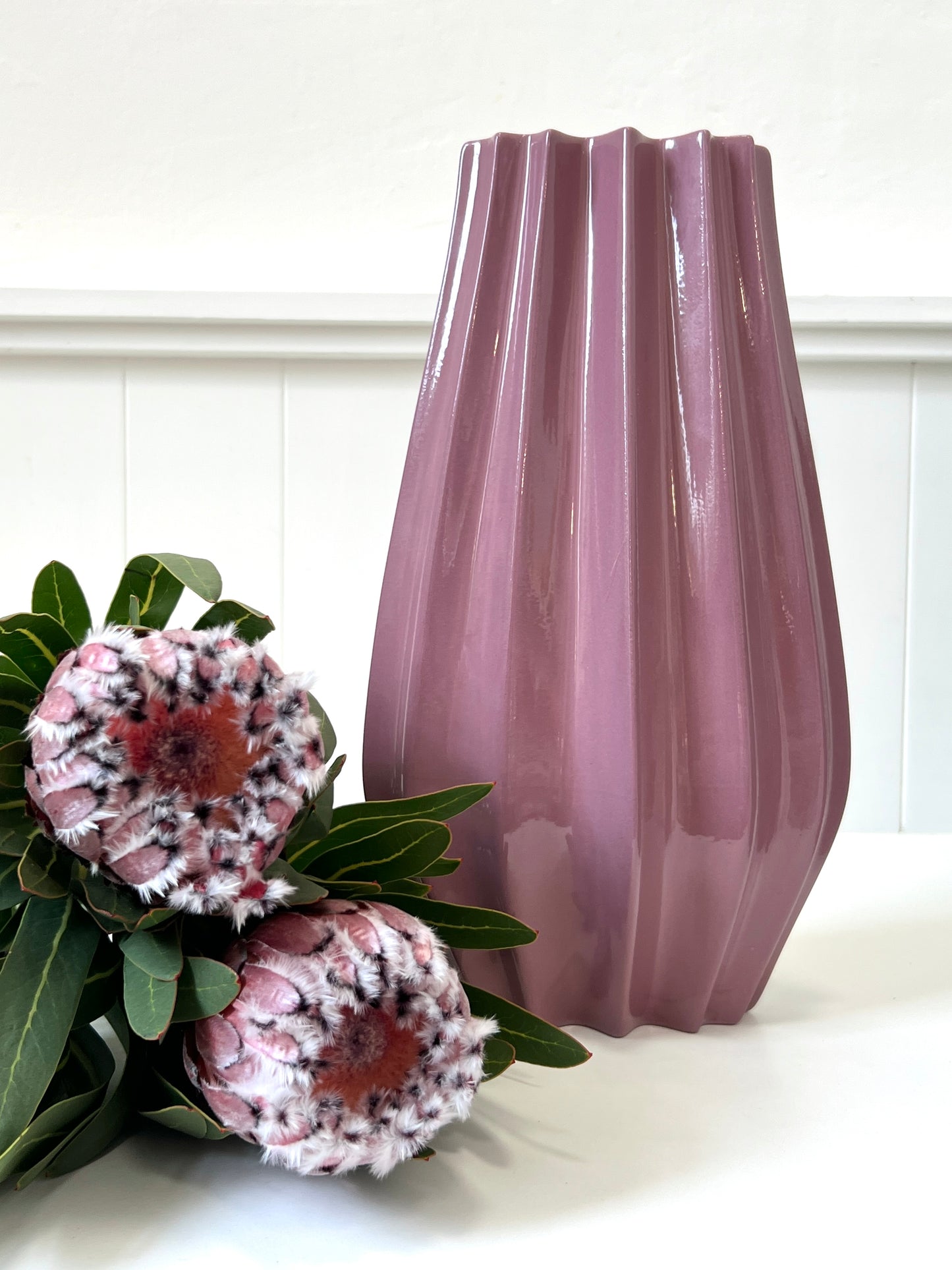 Fluted Vase - Glossy Sangria
