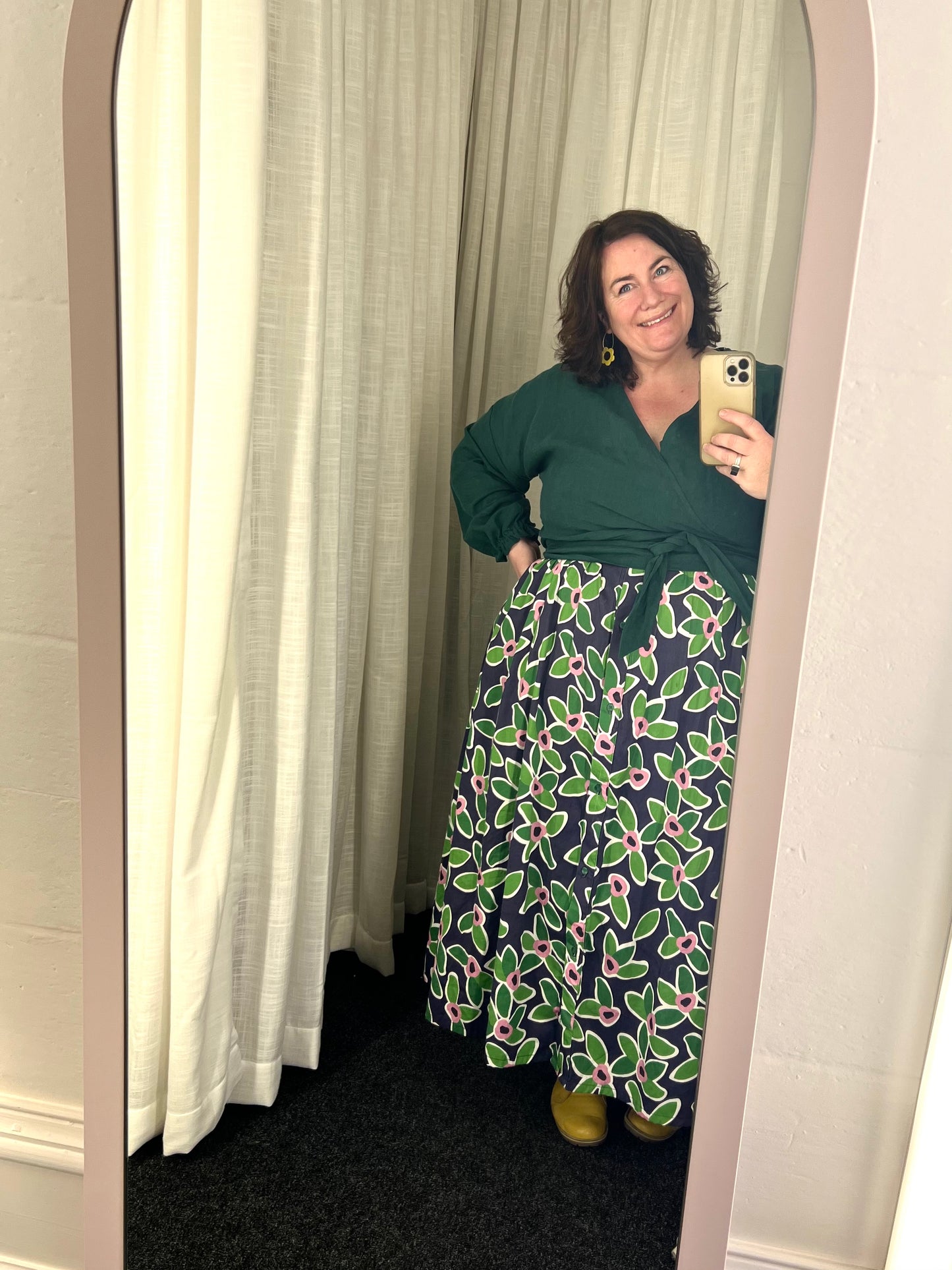 "Renee" Wrap Top - Greenstone Linen