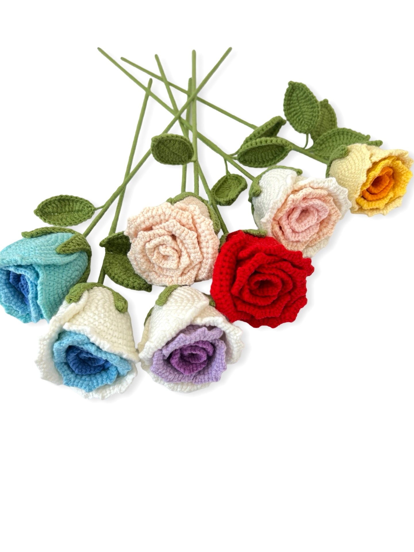 Crocheted Rose - White & Pink
