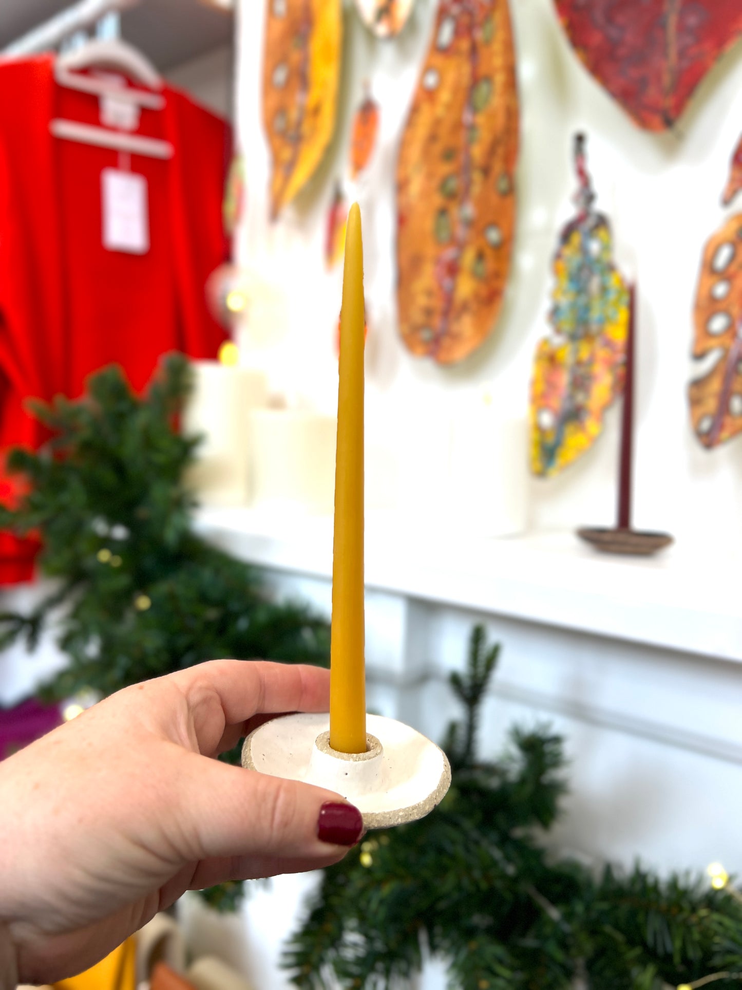 Mini Beeswax Taper Candle - Dark Orange (B)