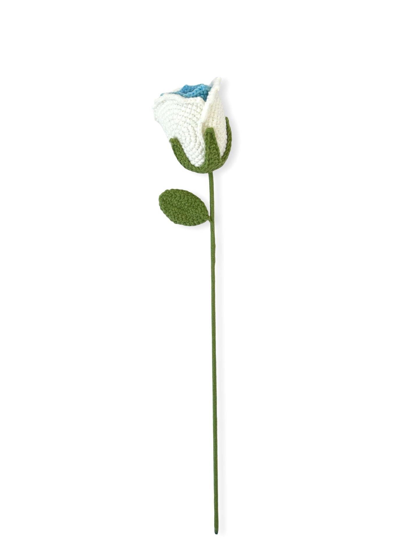 Crocheted Rose - White & Blue