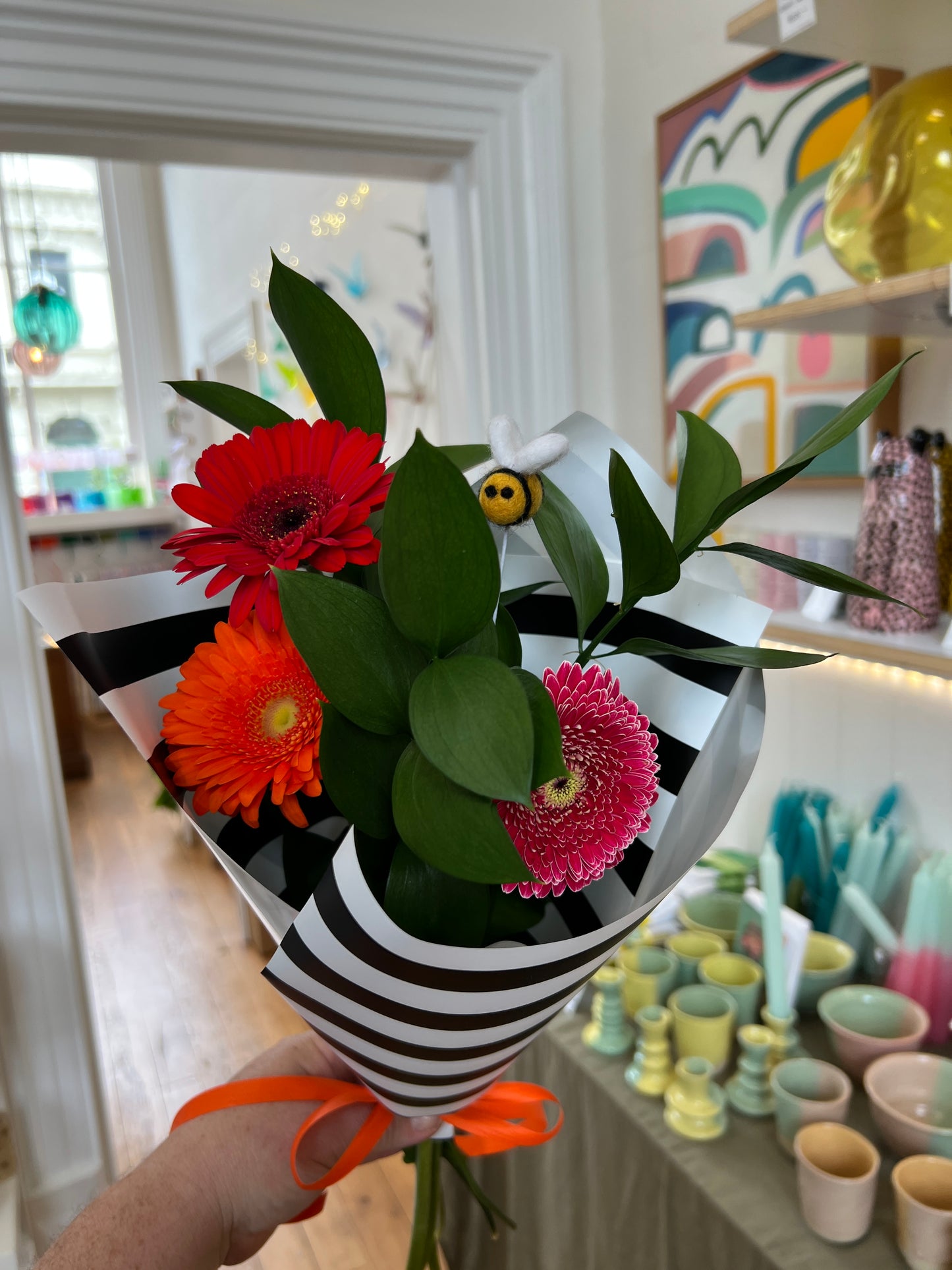 Bee on a stick - NZ Felted Wool