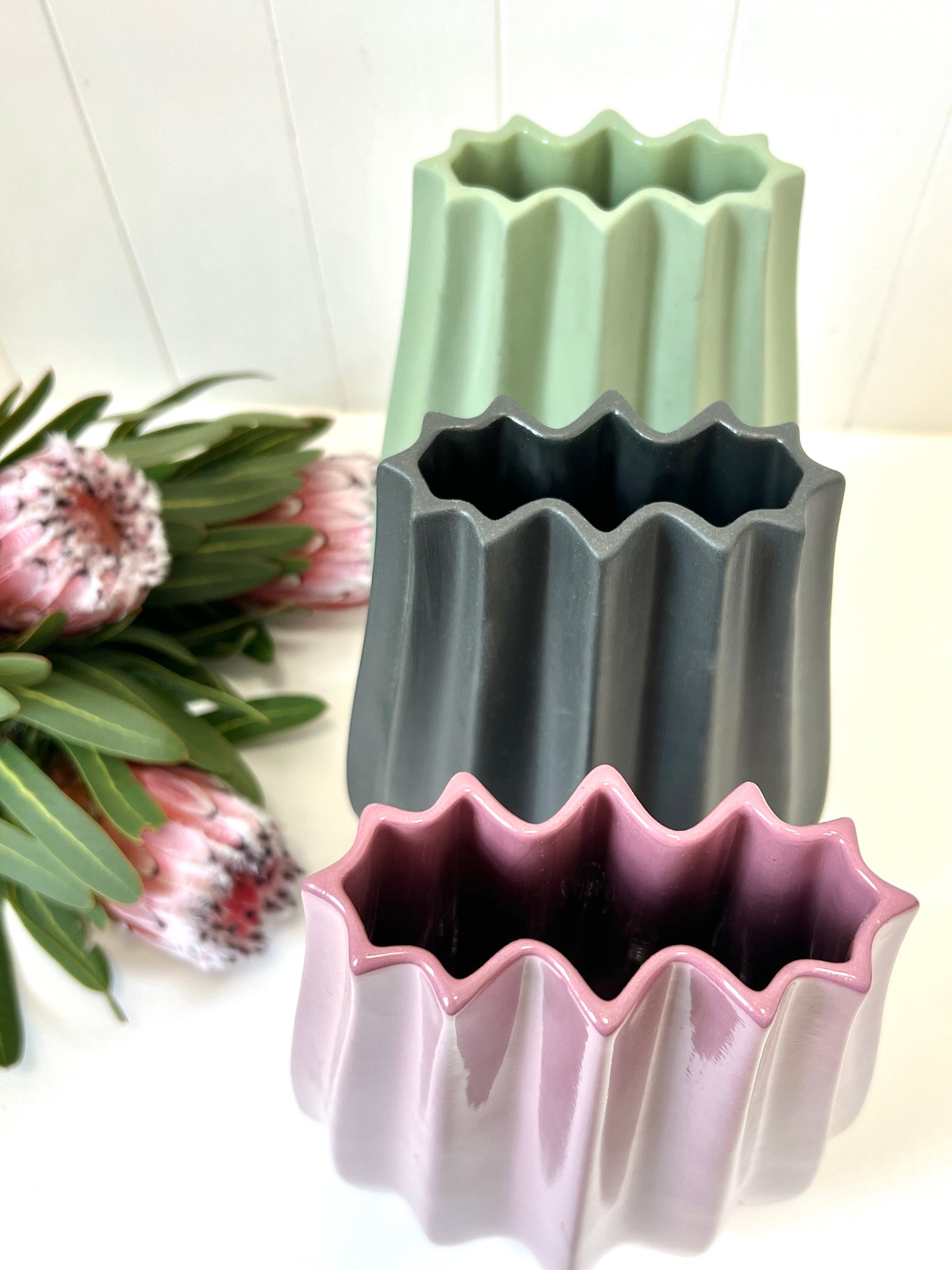 Fluted Vase - Glossy Sangria