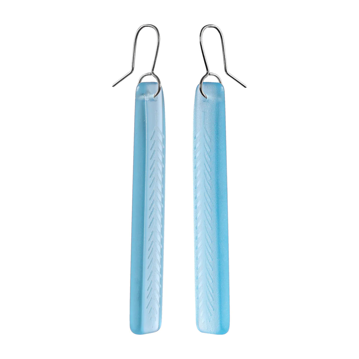 Rimu Leaf Drop Earrings - Light Blue Glass