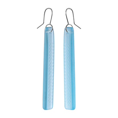 Rimu Leaf Drop Earrings - Light Blue Glass