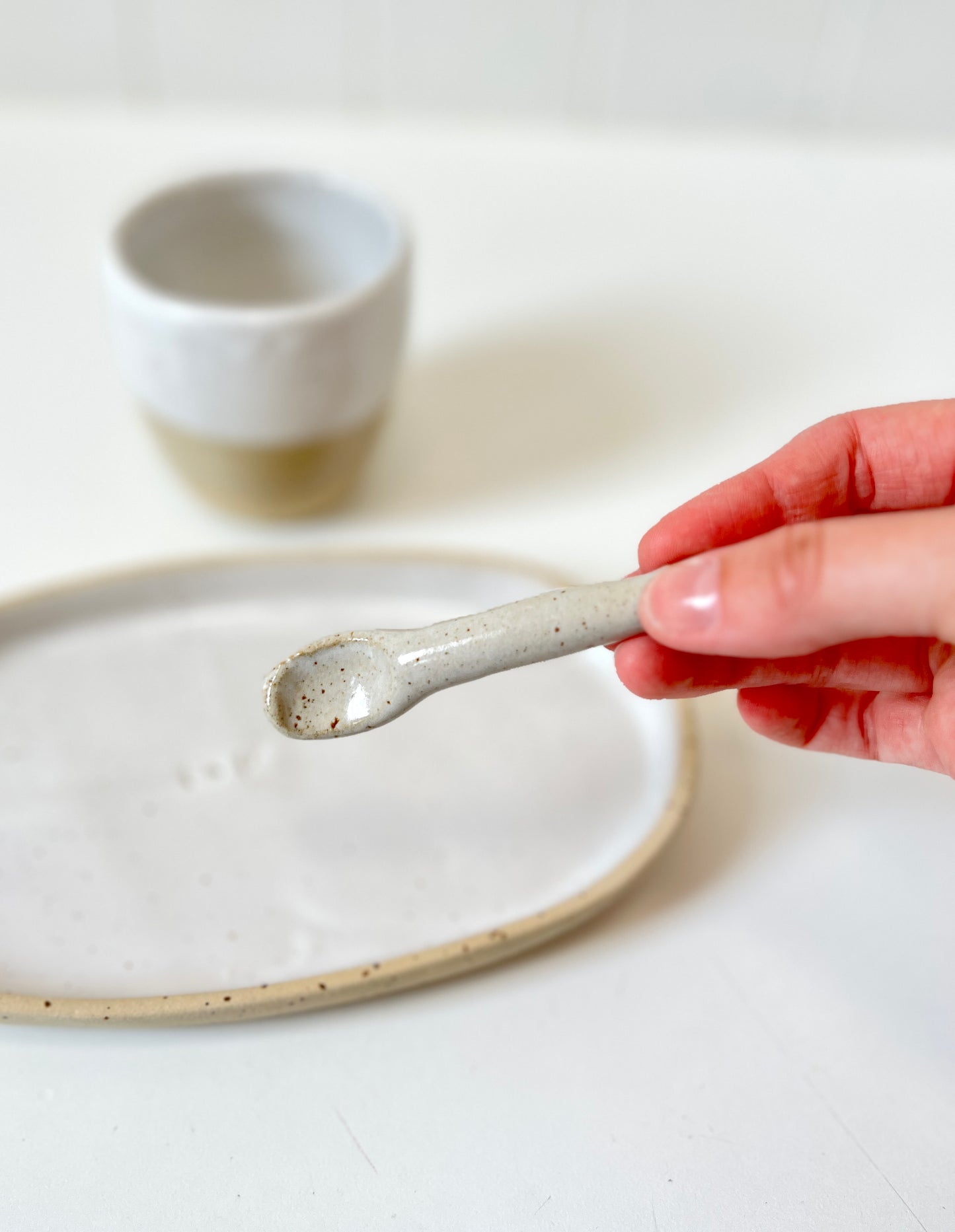 Green Handmade Ceramic mini Spoon