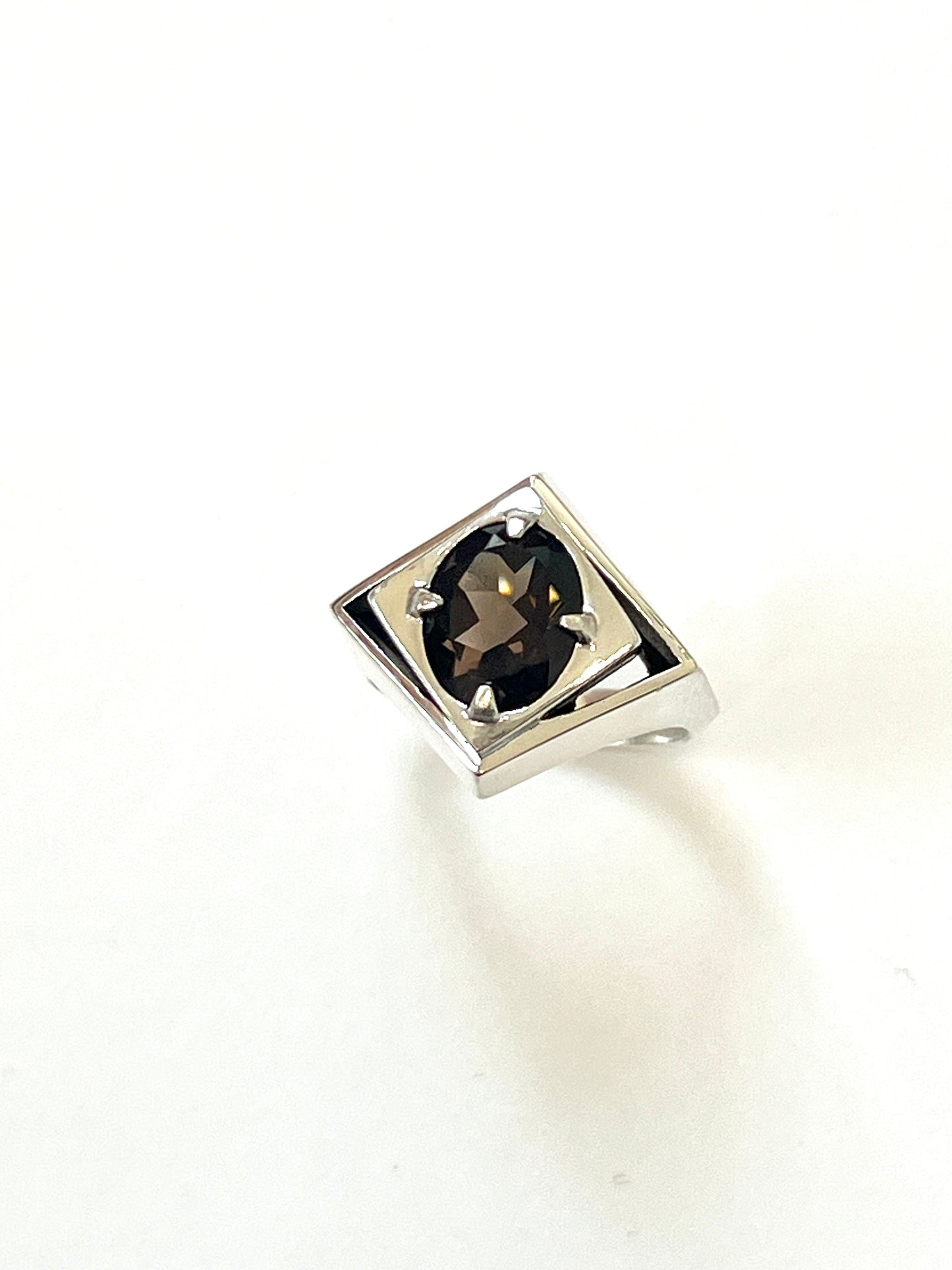 Diamond Void Cocktail Ring with Smoky Quartz, Size P 1/2