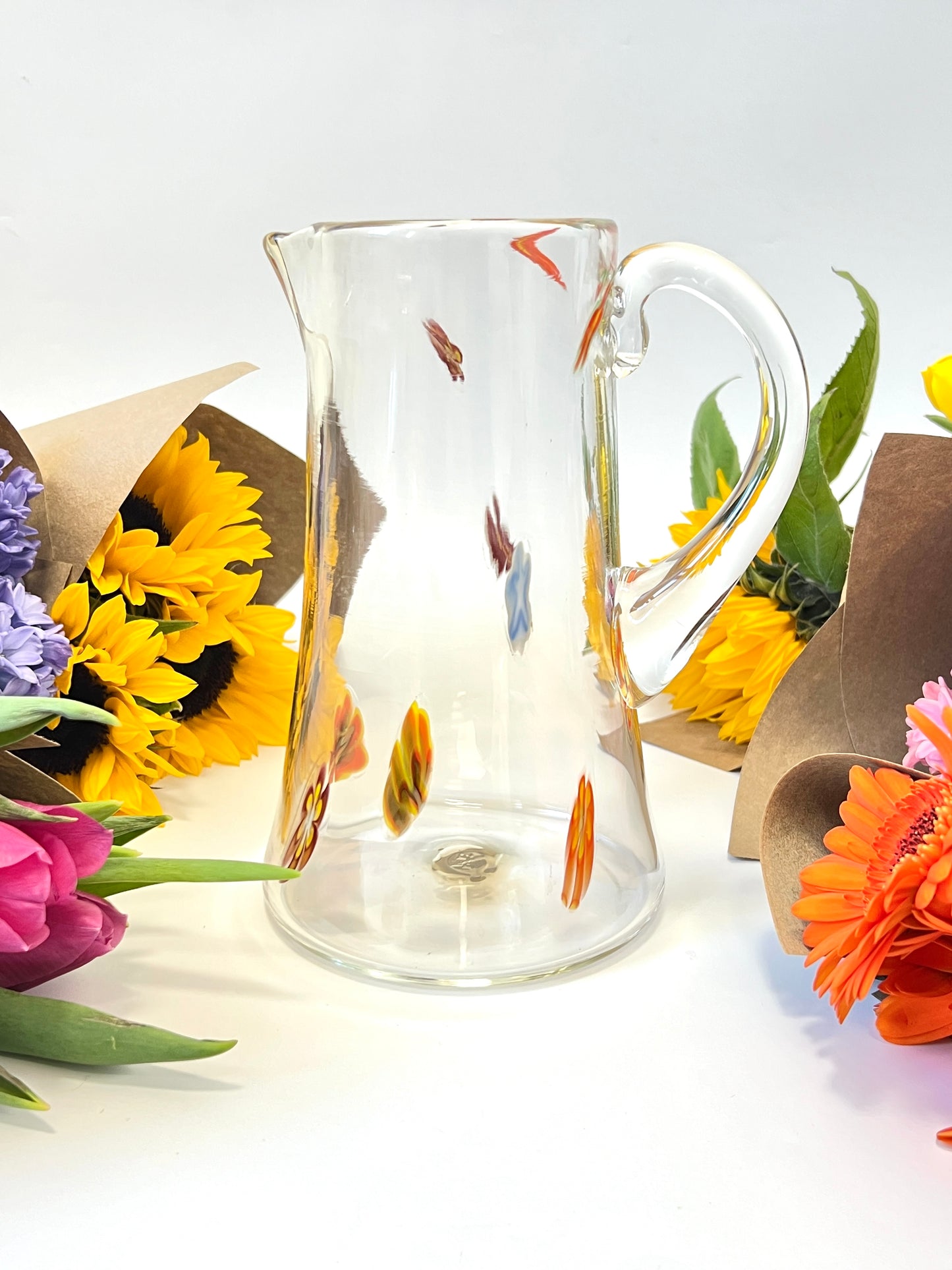Handblown Glass "Flower Power" Pitcher