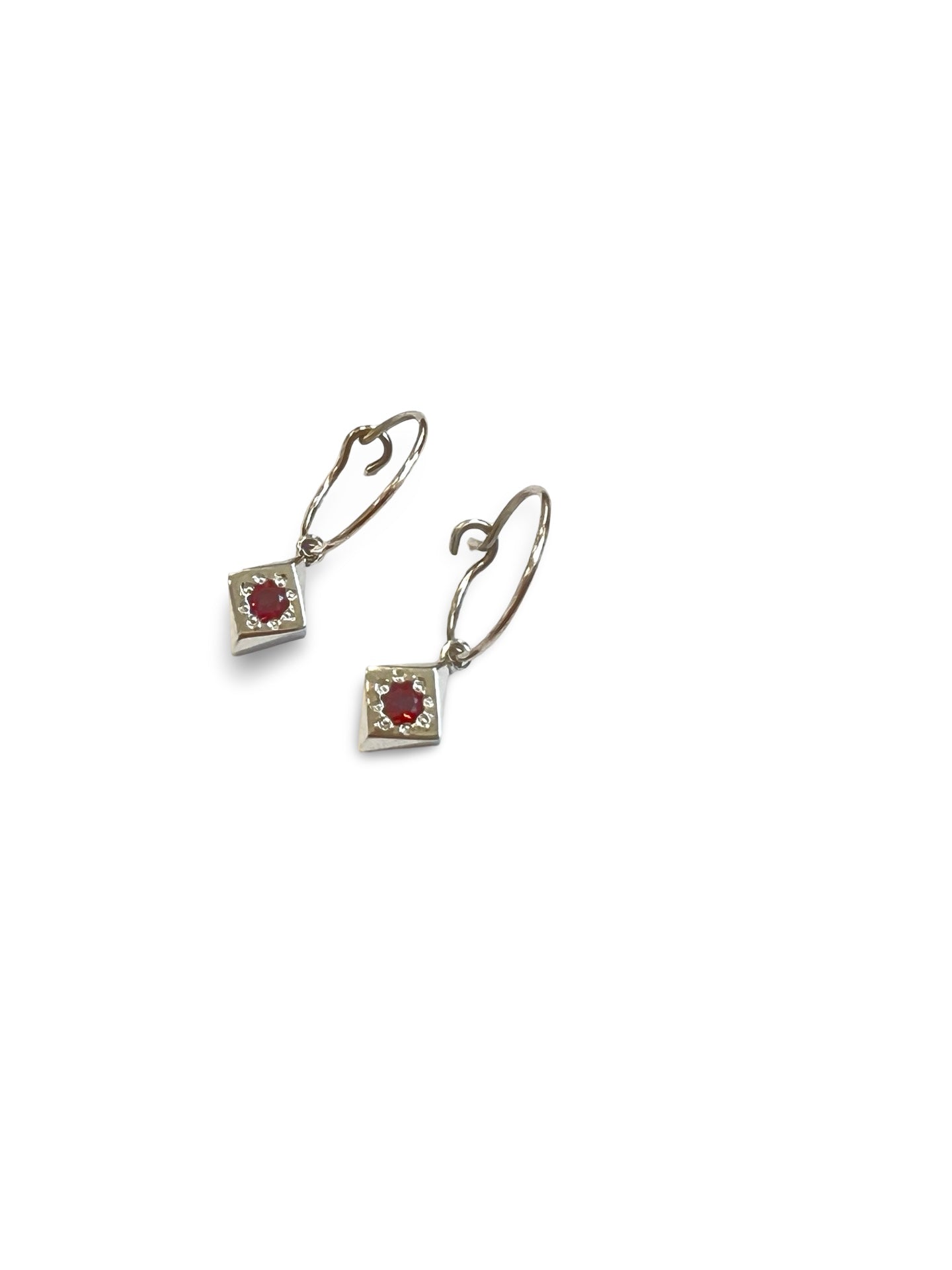 Daisy Cluster Hoop Earrings with Garnet by Holly Howe