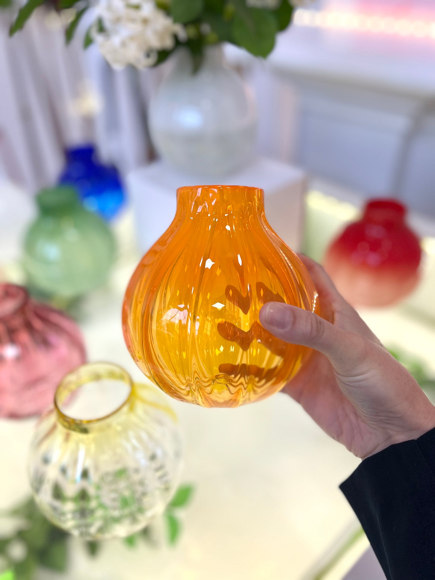 Handblown Glass "Dodici" Vase - Cobalt Blue transparent