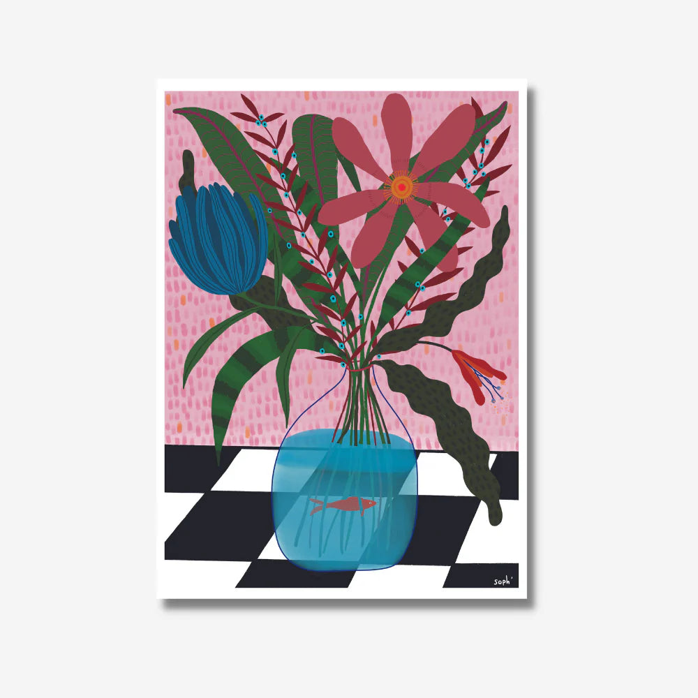 'The Flowers and a Fish' - Art Print by Studio Soph A3