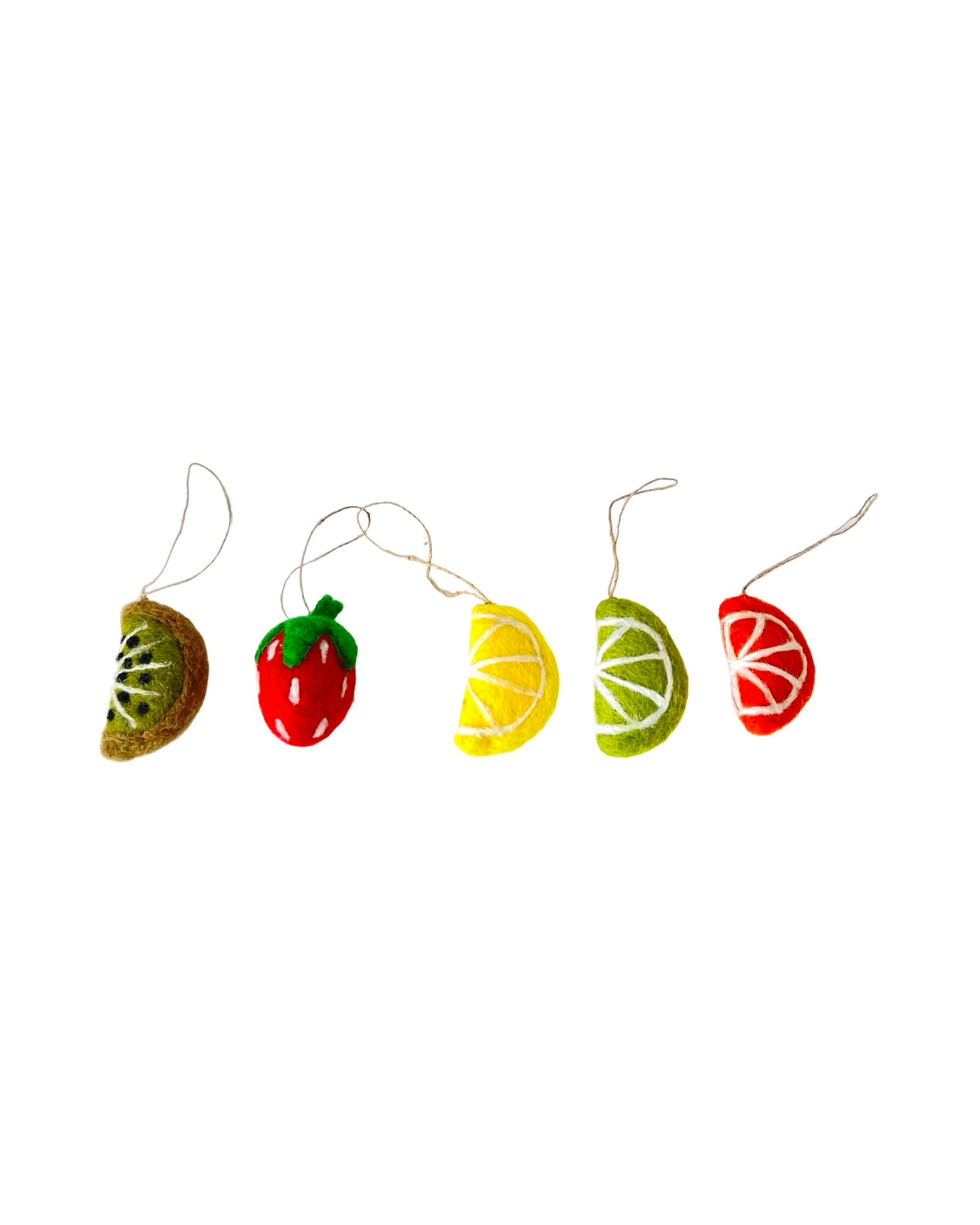 Strawberry Felted wool hanging Ornament