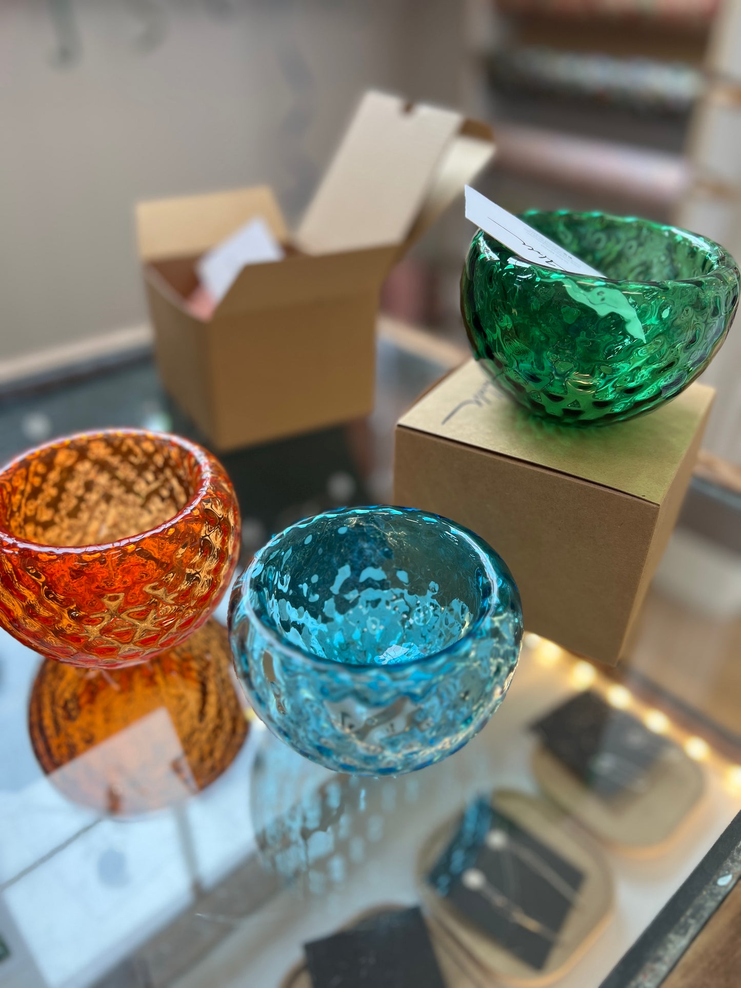 Textured Handblown Glass Mini "Fulvio" Bowl - Copper Blue